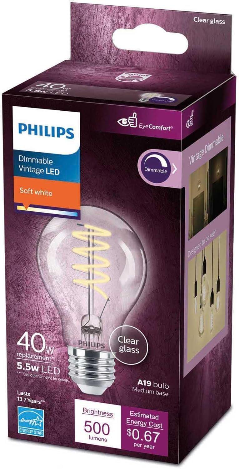 Vintage Clear Spiral Filament Dimmable LED Bulb, Soft White