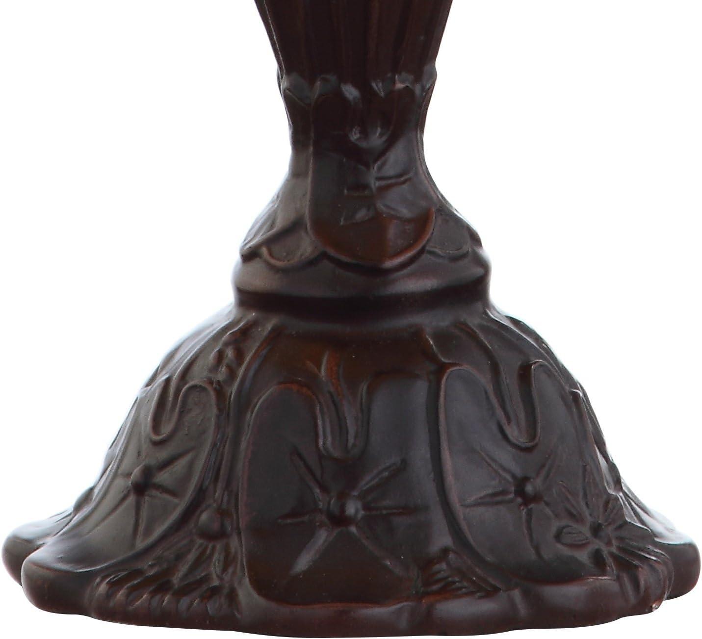 Elegant Tiffany-Style 12.5" Bronze Stained Glass LED Table Lamp