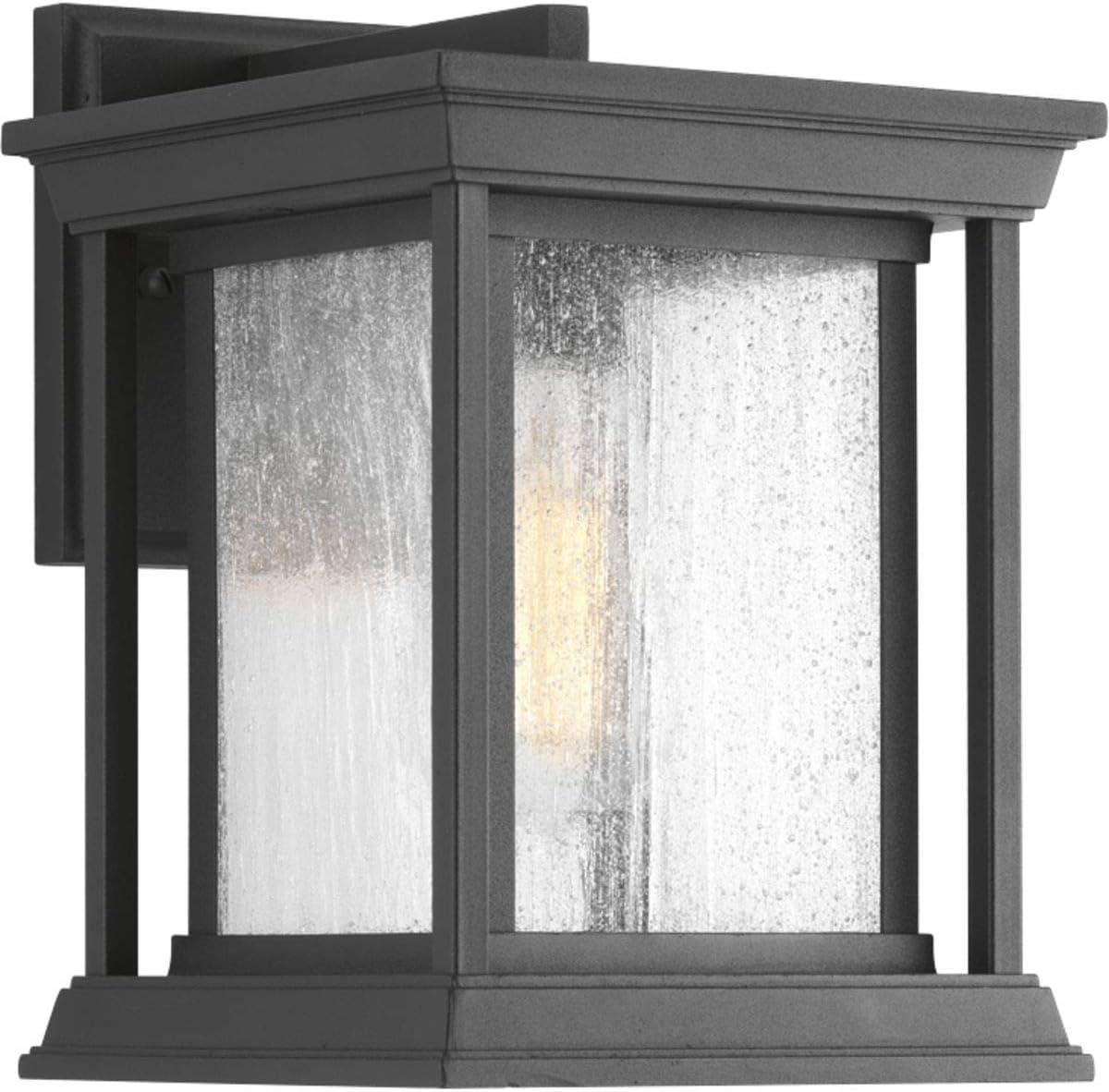 Progress Lighting Endicott 1-Light Outdoor Wall Lantern, Textured Black, Linen Glass Shade