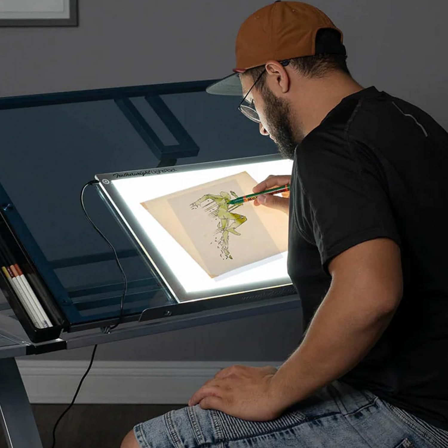 Artograph Featherweight Ultra Thin Lightpad, 12" x 17" Dimmable Slim LED Lightbox Drawing Board for Tracing, Crafting, and Drafting