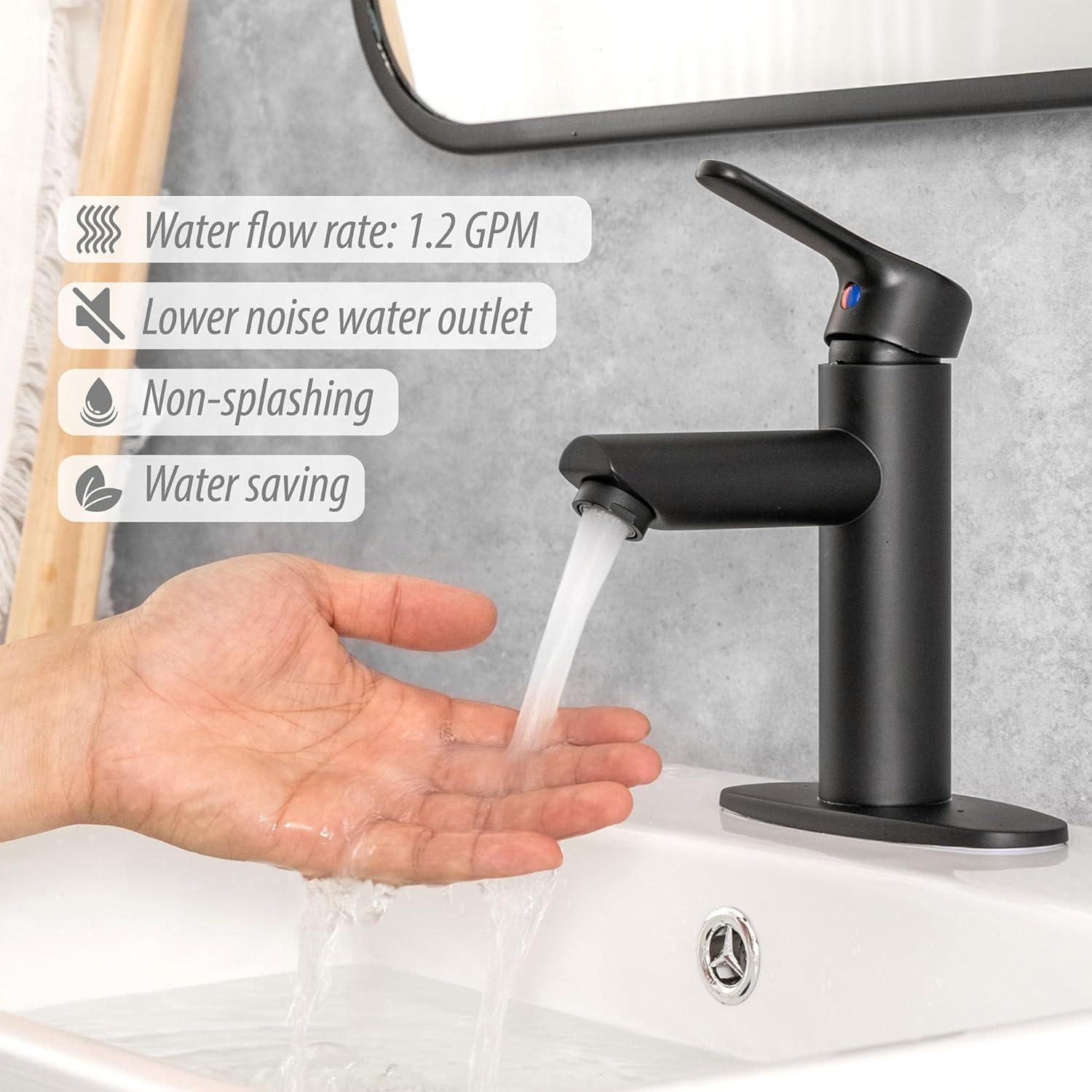 Matte Black Stainless Steel Single Handle Bathroom Faucet