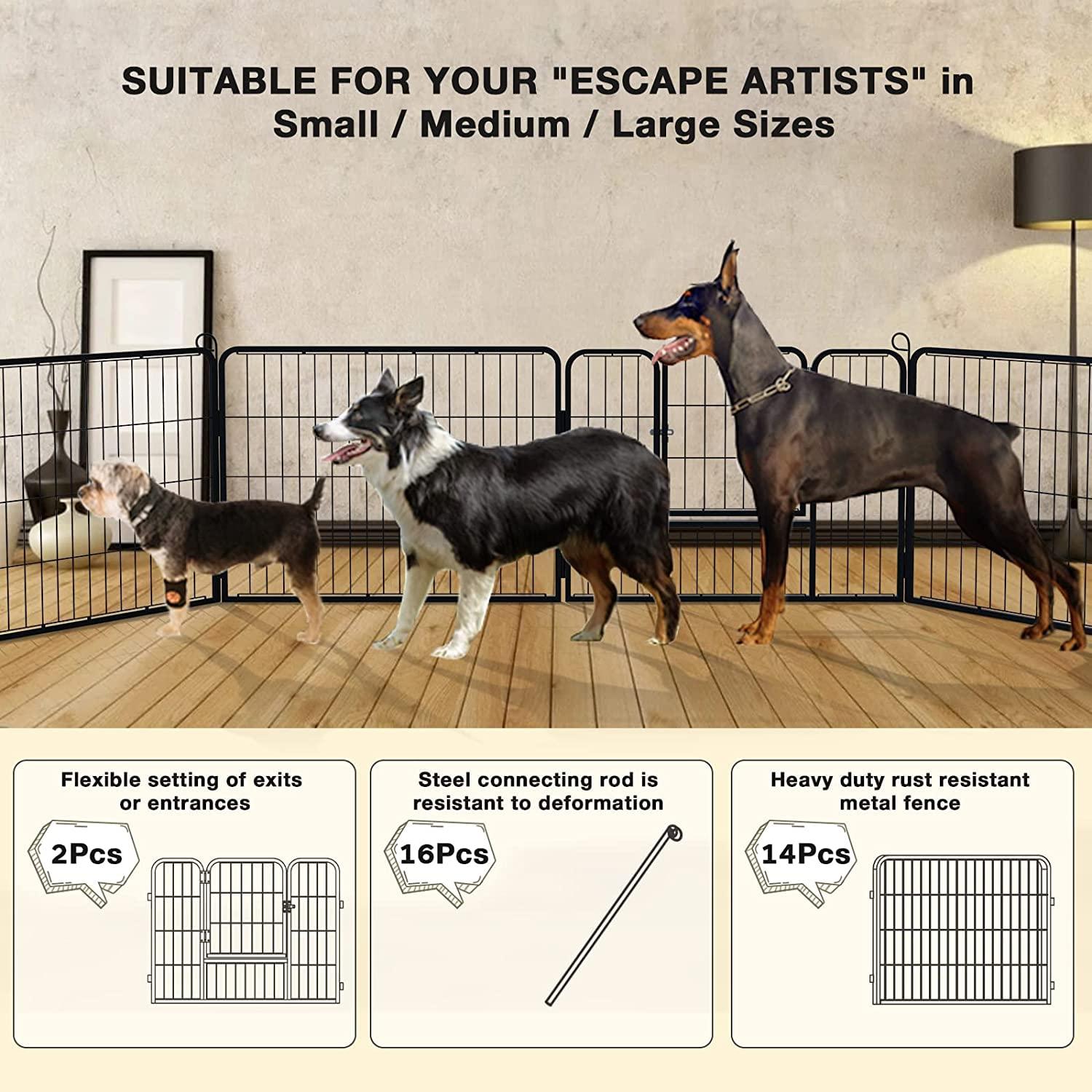 JepoIA Heavy Duty Metal Dog Playpen for Medium/Small Animals, 8 Panels 24”Height x 27" Width, Dog Fence Exercise Pen with Doors, Pet Puppy Outdoor Playpen Pen for Outdoor, Indoor, RV, Camping, Yard