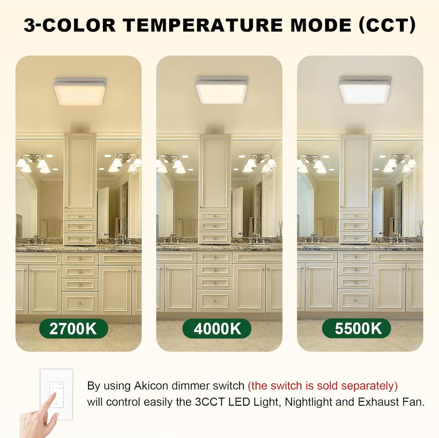 80 CFM Bathroom Fan with LED Light