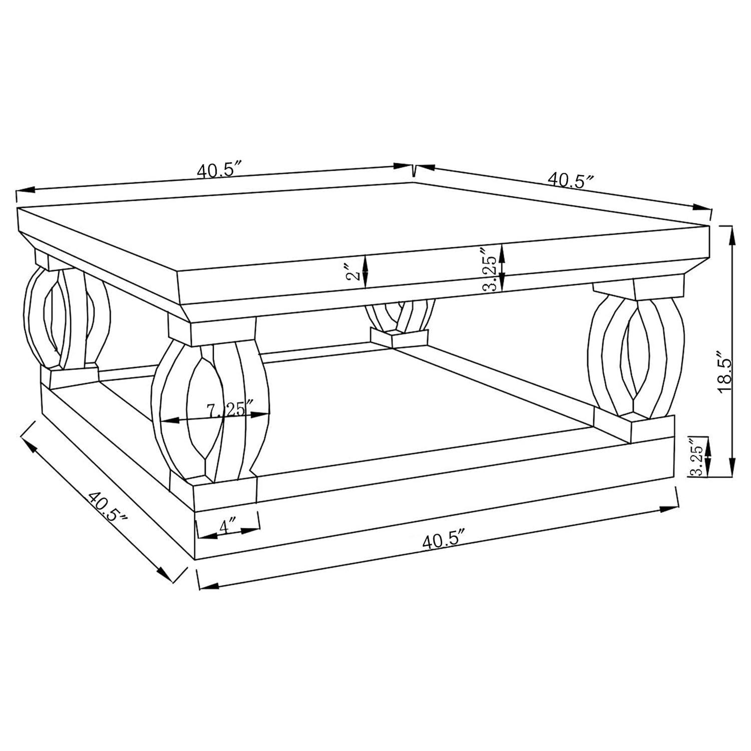 Coaster Amalia Square Modern Mirrored Glass Coffee Table in Silver
