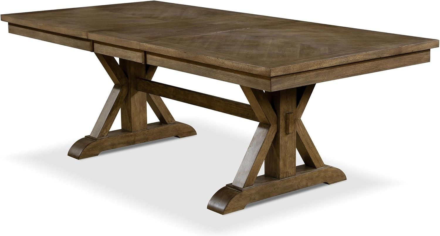 Furniture of America Kora Rustic Wood Extendable Dining Table in Rustic Brown