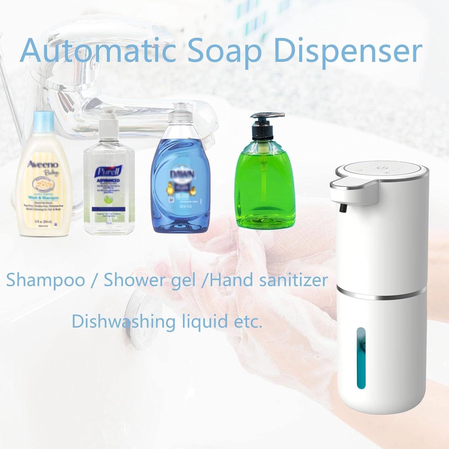 Automatic Foaming Soap Dispenser, Rechargeable, 400ml Touchless Soap Dispenser, Wall-Mounted, Waterproof Hands Free Infrared Motion Sensor Countertop, Auto Foam, Soap Pump (P11), White