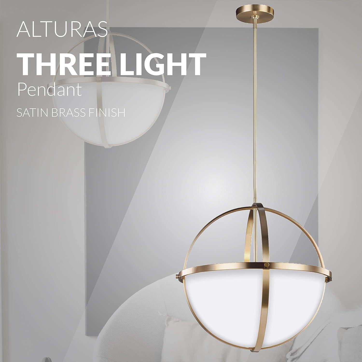 Alturas 3-Light Satin Brass Pendant with Etched White Glass