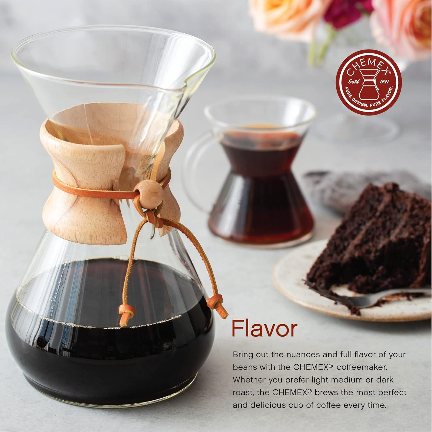 Chemex ® 8-Cup Glass Pour-Over Coffee Maker with Natural Wood Collar