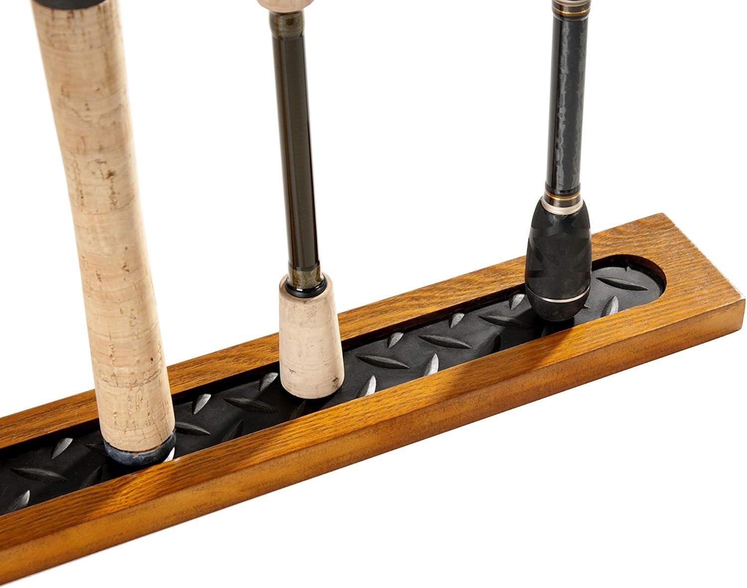 Oak Finish Wall-Mounted Modular Fishing Rod Rack