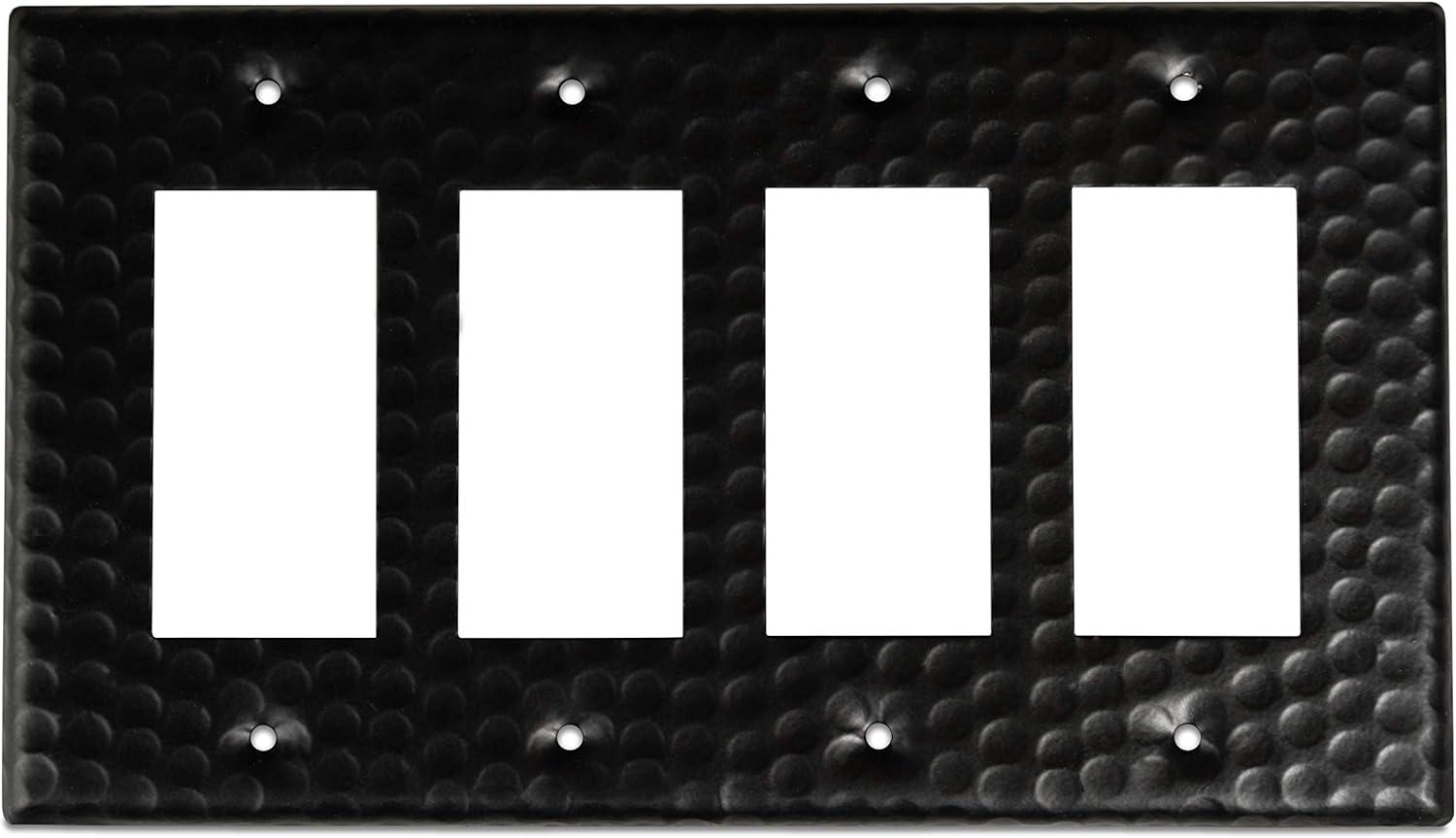 Monarch Abode Hand Hammered 4-Gang Rocker Light Switch Standard Wall Plate