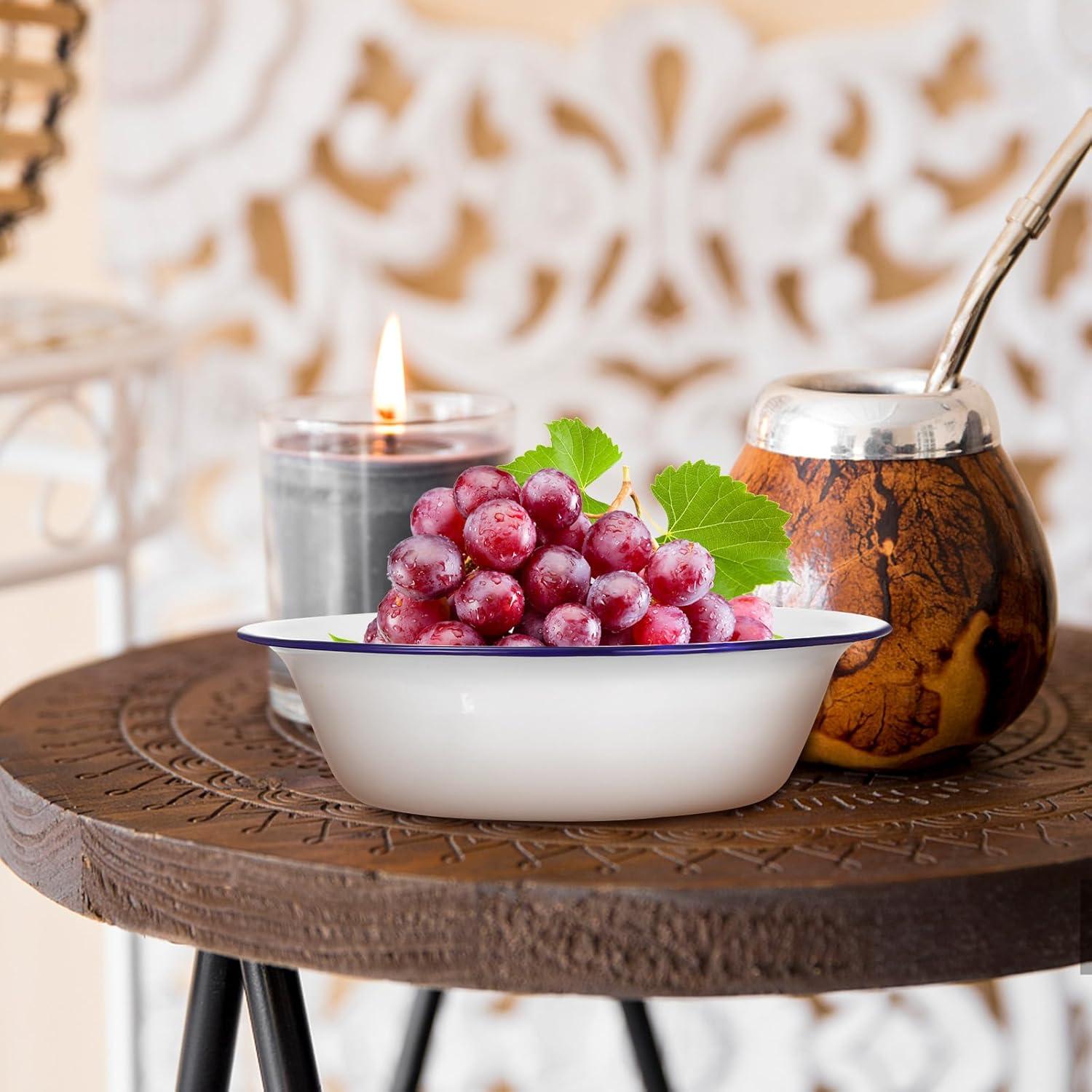 4 Pcs Enamel Bowl Camping Vintage Ramen Noodles Wash Basin Tub Round Serving Tray Washing