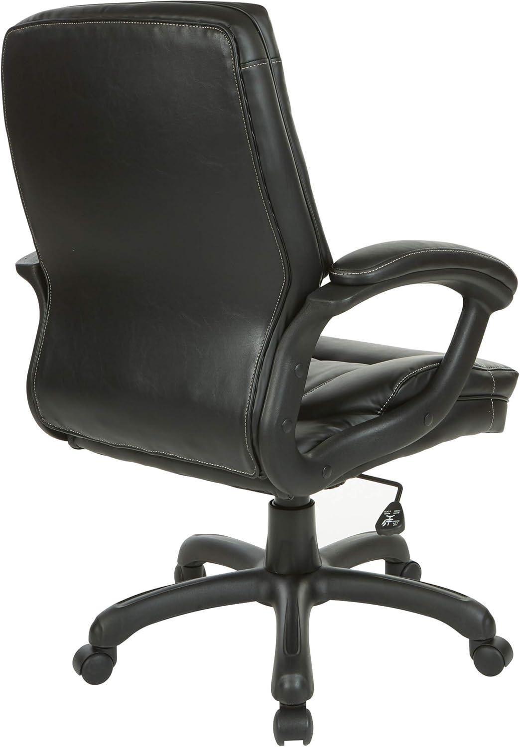 Executive Mid Back Black Faux Leather Chair with Contrast Stitching