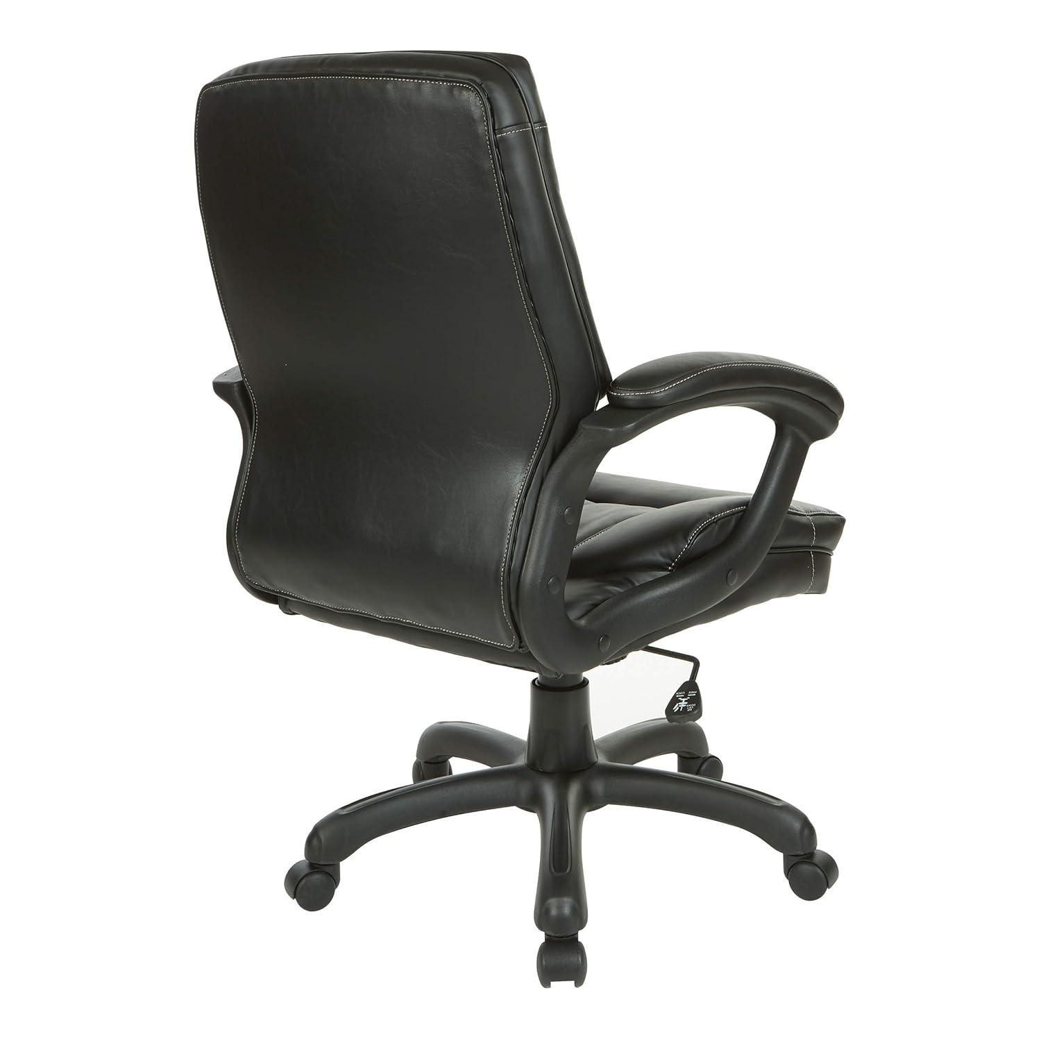 Executive Mid Back Black Faux Leather Chair with Contrast Stitching