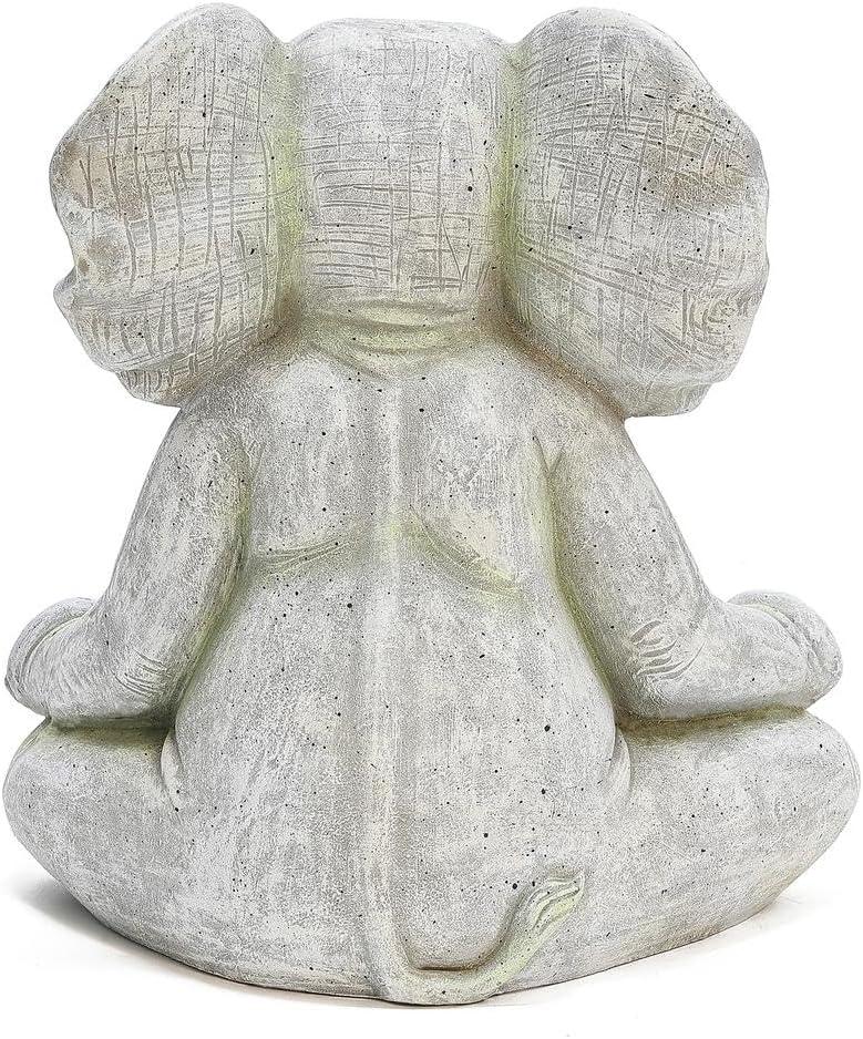 LuxenHome 16.93" LuxenHome Gray MgO Meditating Elephant Statue