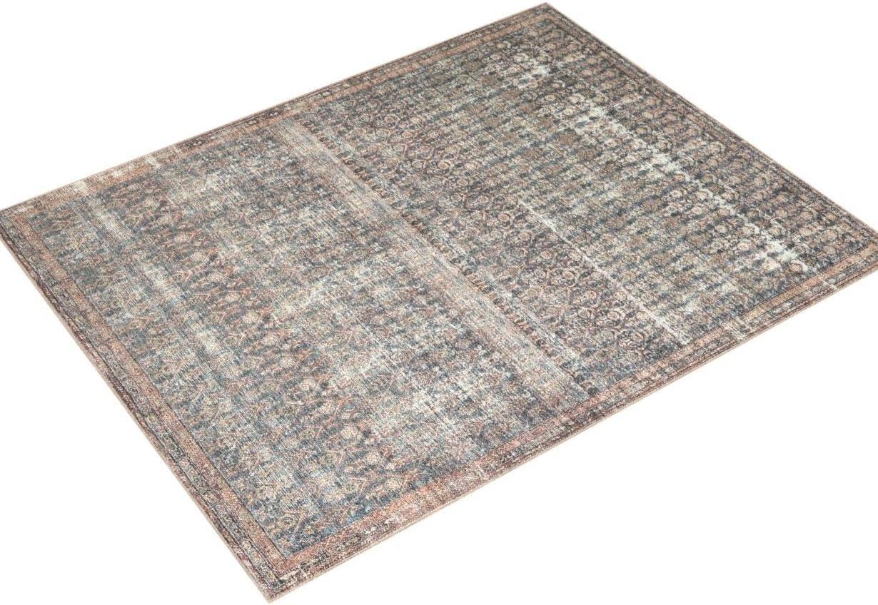 Ocean and Brick Distressed 6' x 9' Synthetic Area Rug