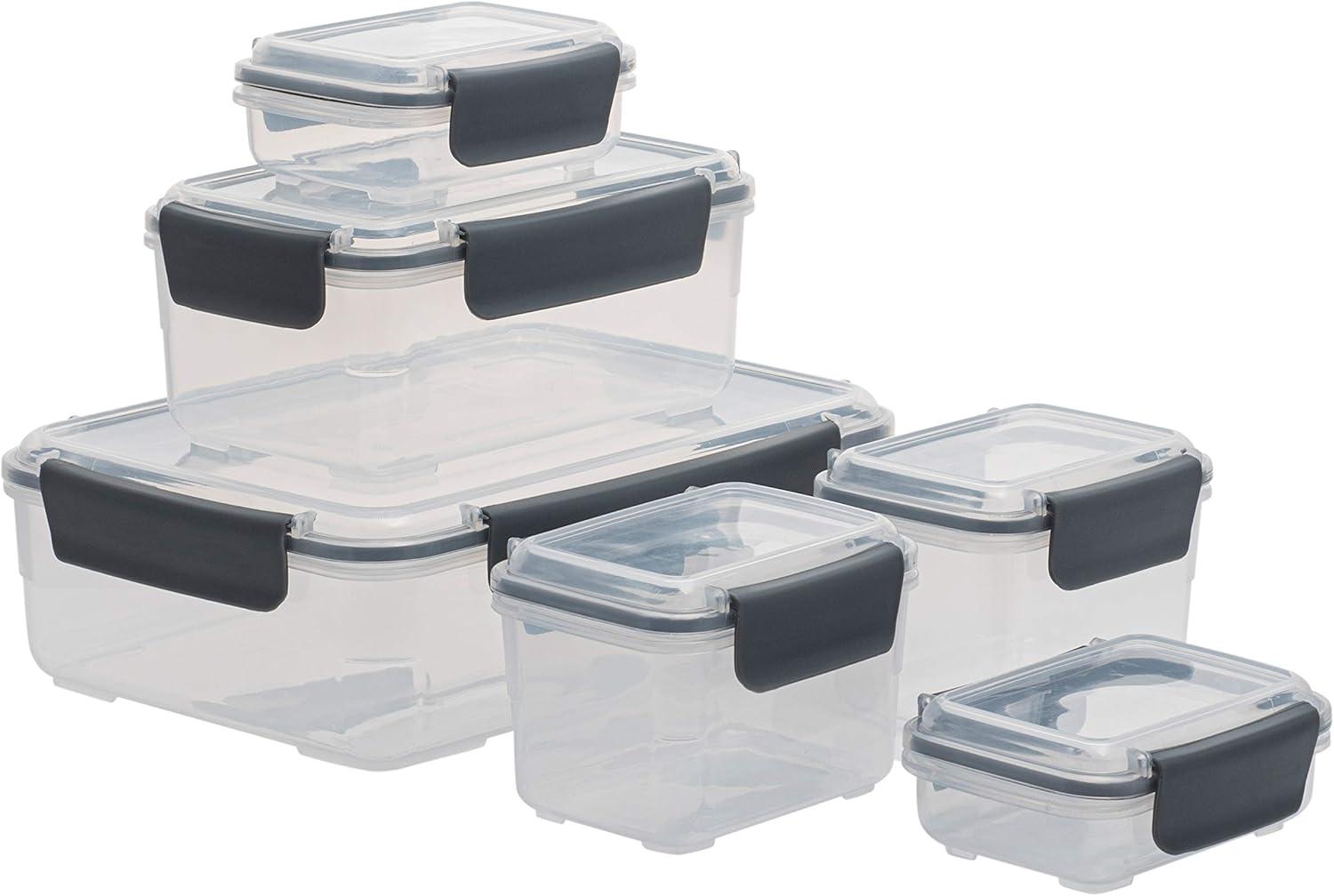 Kitchen Details 12 Piece 2.25 L Plastic Airtight Food Storage Container Set, Grey