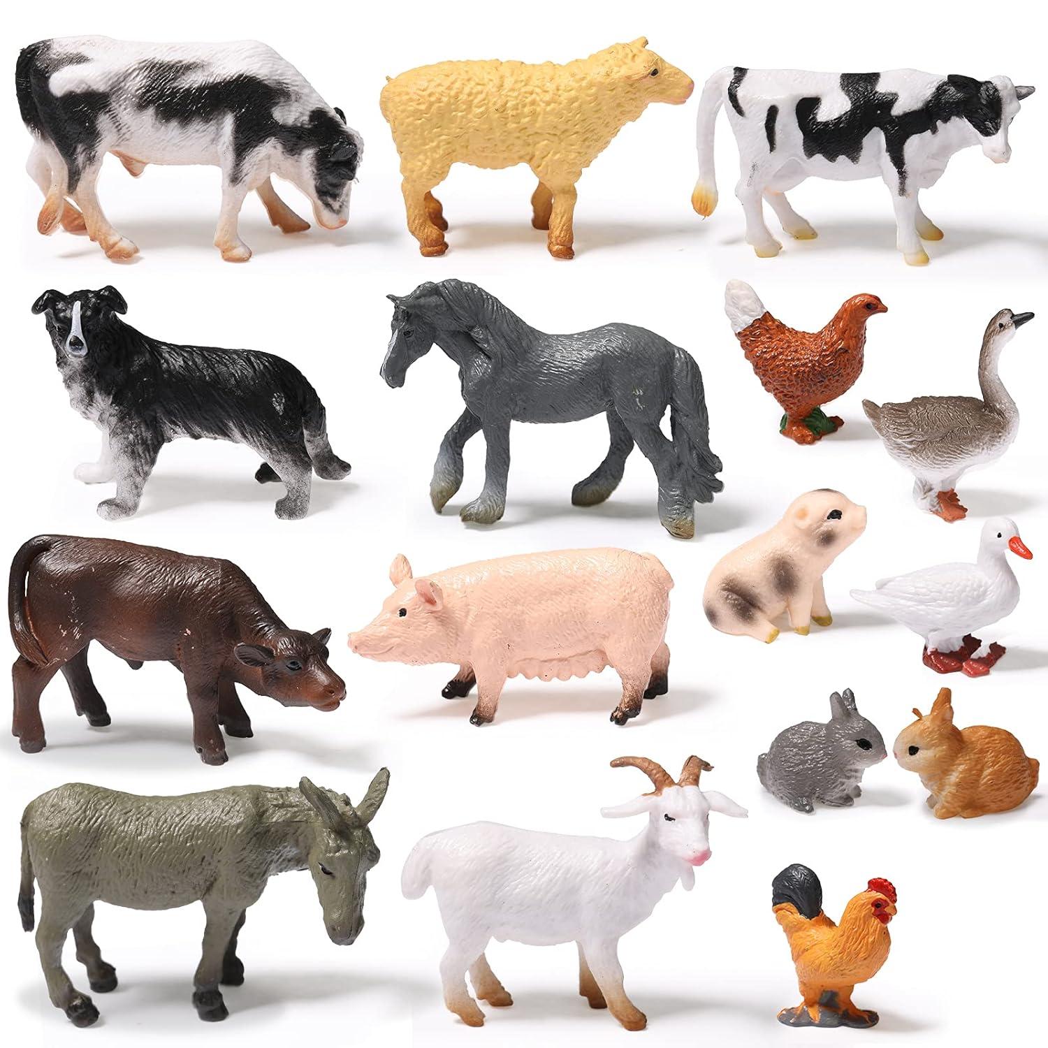 Sumind Namalu 16 Pcs Animal Figures Toys Realistic Jungle Animal Figurines Mini Learning Educational Playset Farm Cake Topper Ornaments for Easter Egg Fillers Birthday Christmas Farm Themed Party