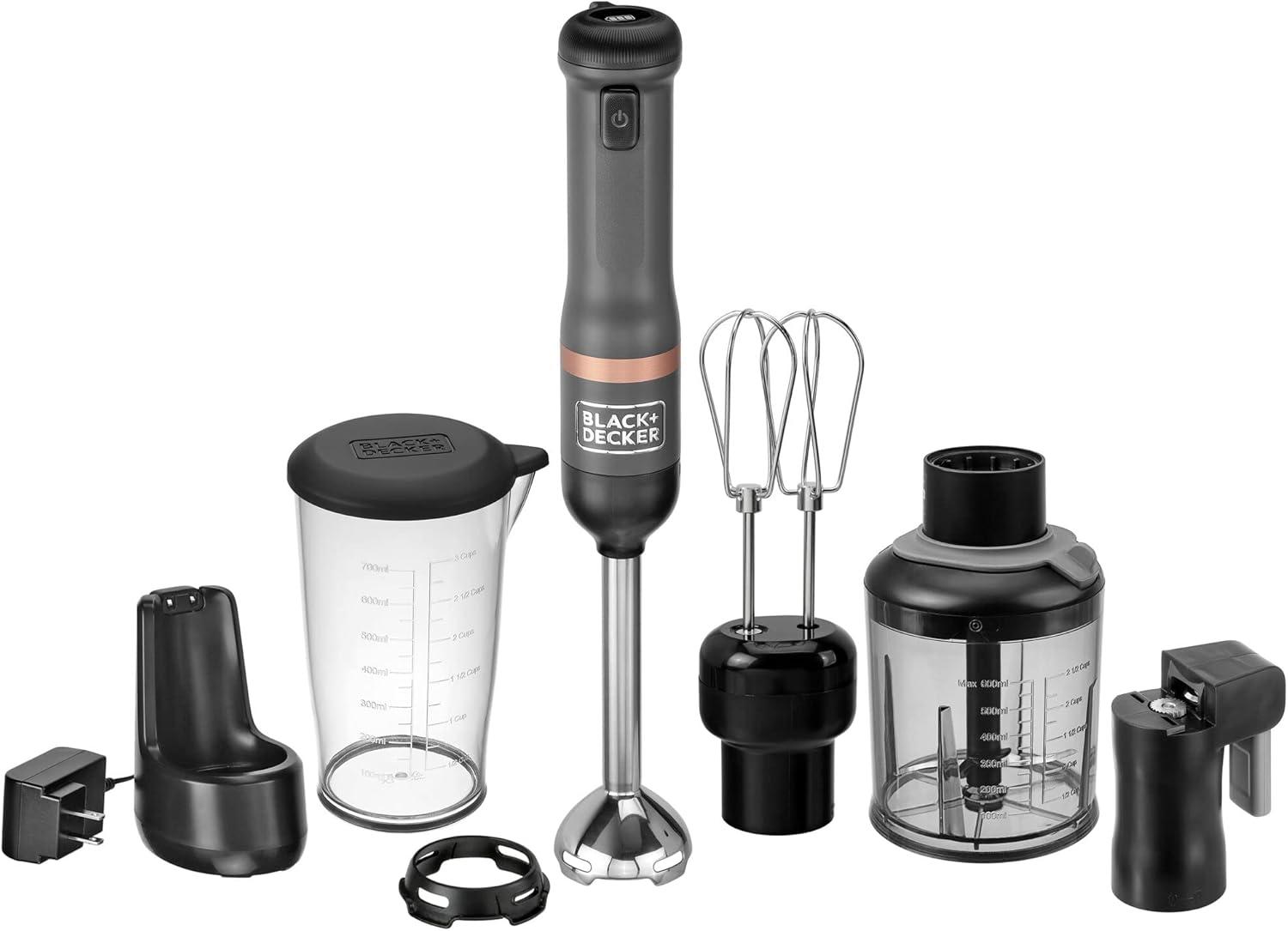 Cordless Grey Stainless Steel 4-in-1 Immersion Blender Set