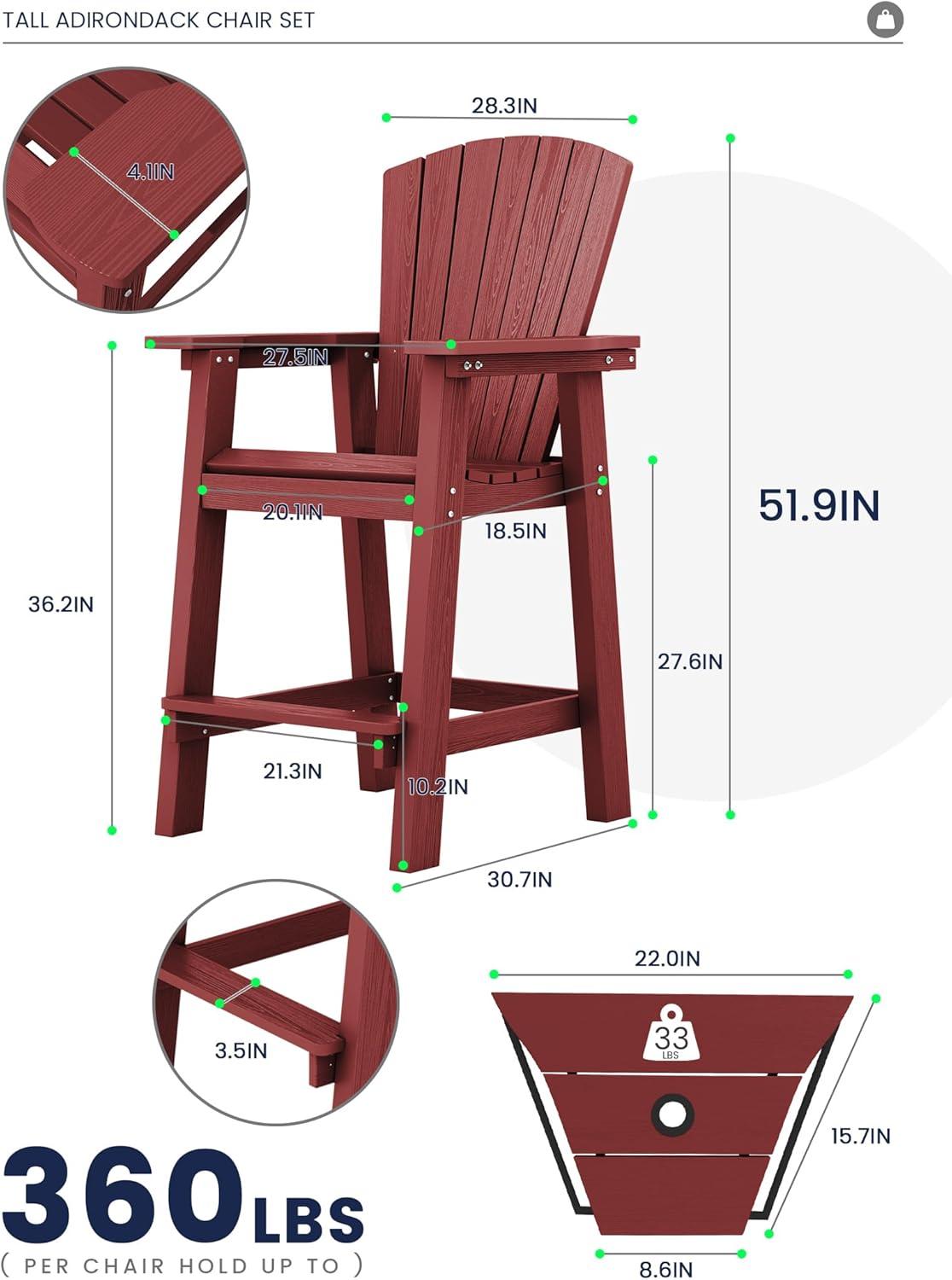 Rosecliff Heights Wolak HDPE Outdoor Adirondack Chair Set With Table