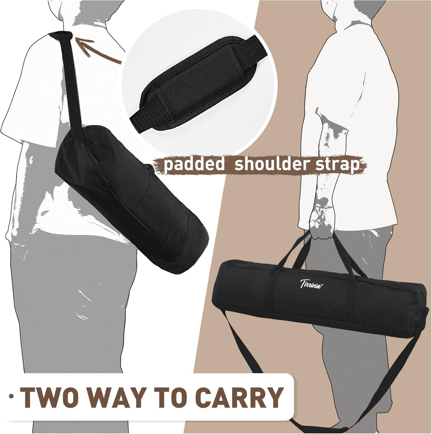 Tirrinia 26x26in Bamboo Picnic Table with Carrying Bag + Free Picnic Pad, Outdoor Portable All-Purpose Table for Concerts, Camping, Beach, Tailgating, Patio, Kitchen, Living Room