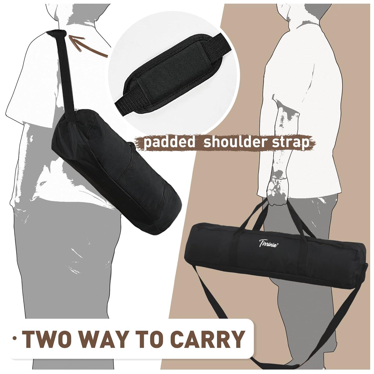 Tirrinia 26x26in Bamboo Picnic Table with Carrying Bag + Free Picnic Pad, Outdoor Portable All-Purpose Table for Concerts, Camping, Beach, Tailgating, Patio, Kitchen, Living Room