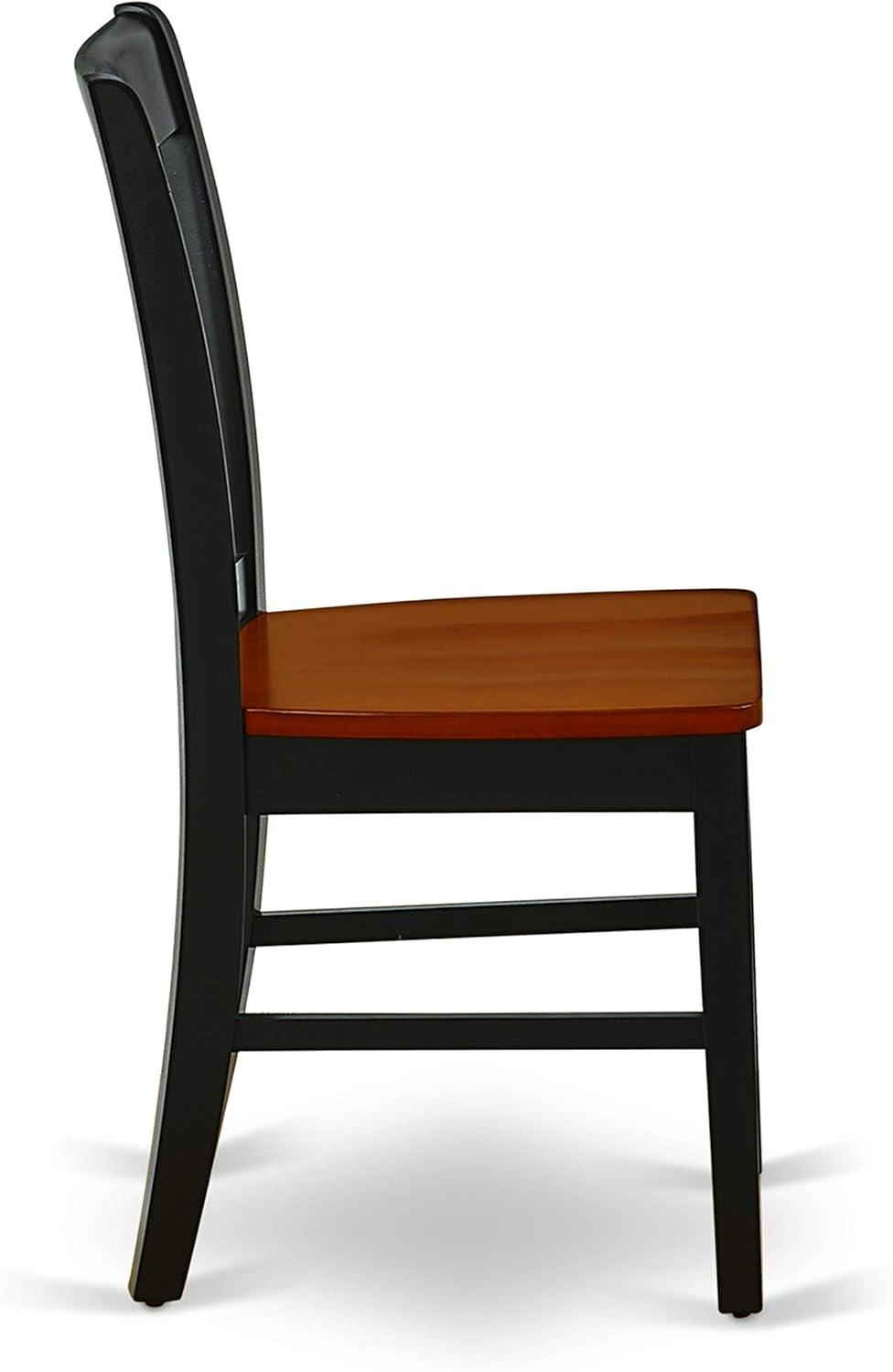 Luwei Norfolk Dining Slat Back Wood Seat Kitchen Chairs, Set of 2, Black & Cherry