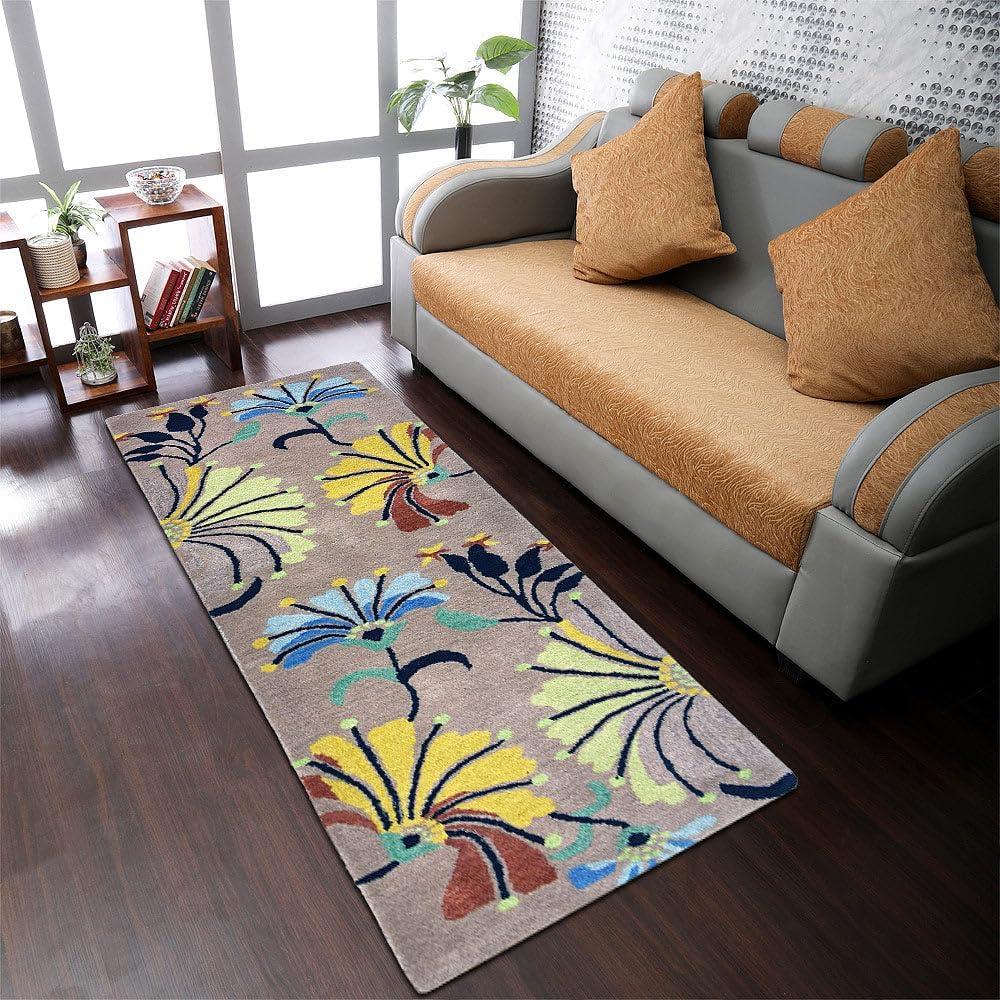 Rugsotic Carpets Hand Tufted Wool Eco-Friendly Area Rugs - 4'x6', Rectangle, Camel, Modern Contemporary Design, High Pile Handmade Anti Skid Rugs for Living Room, Bed Room (K00219)