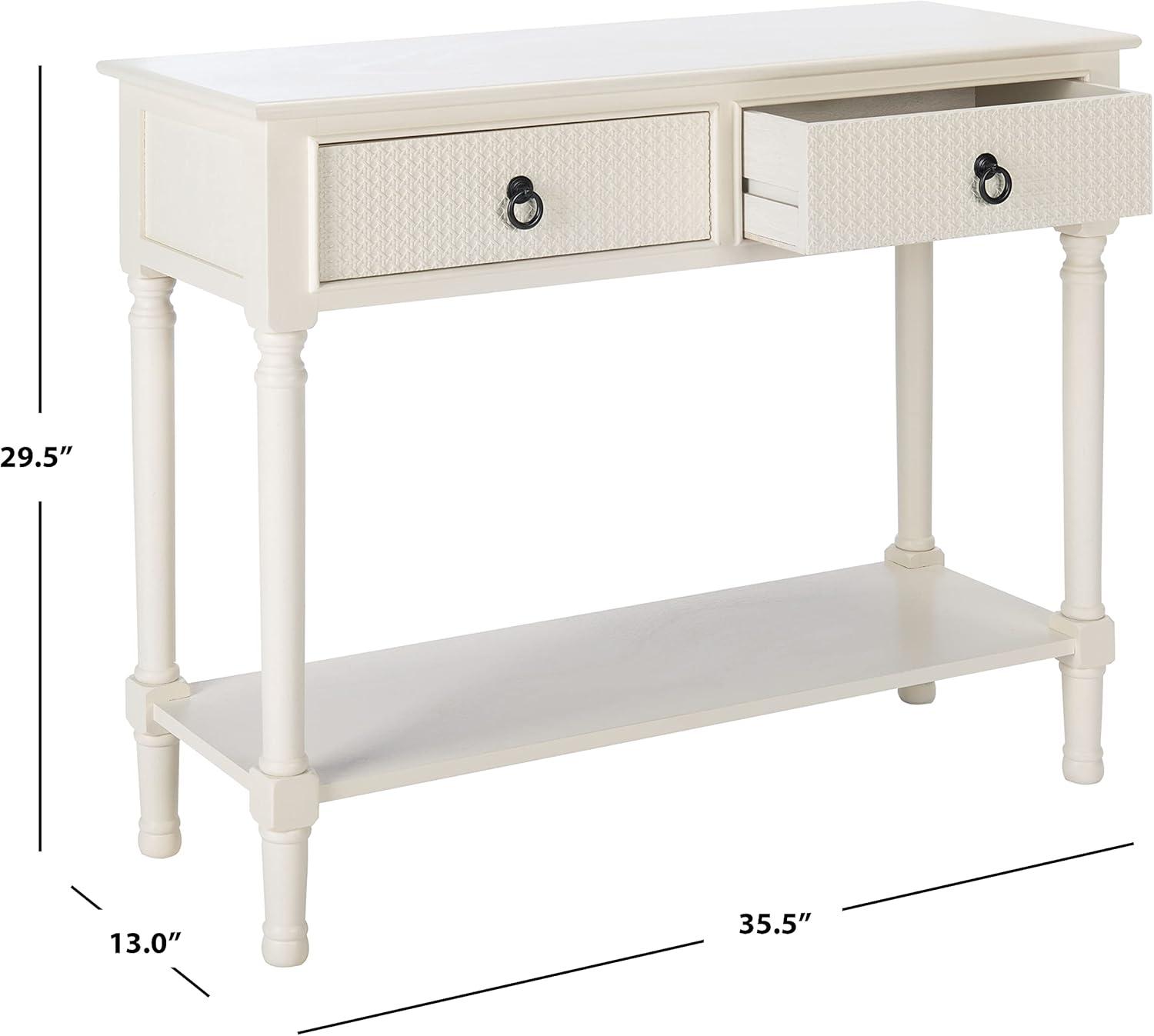 SAFAVIEH Haines Modern 2 Drawer Console Table, White