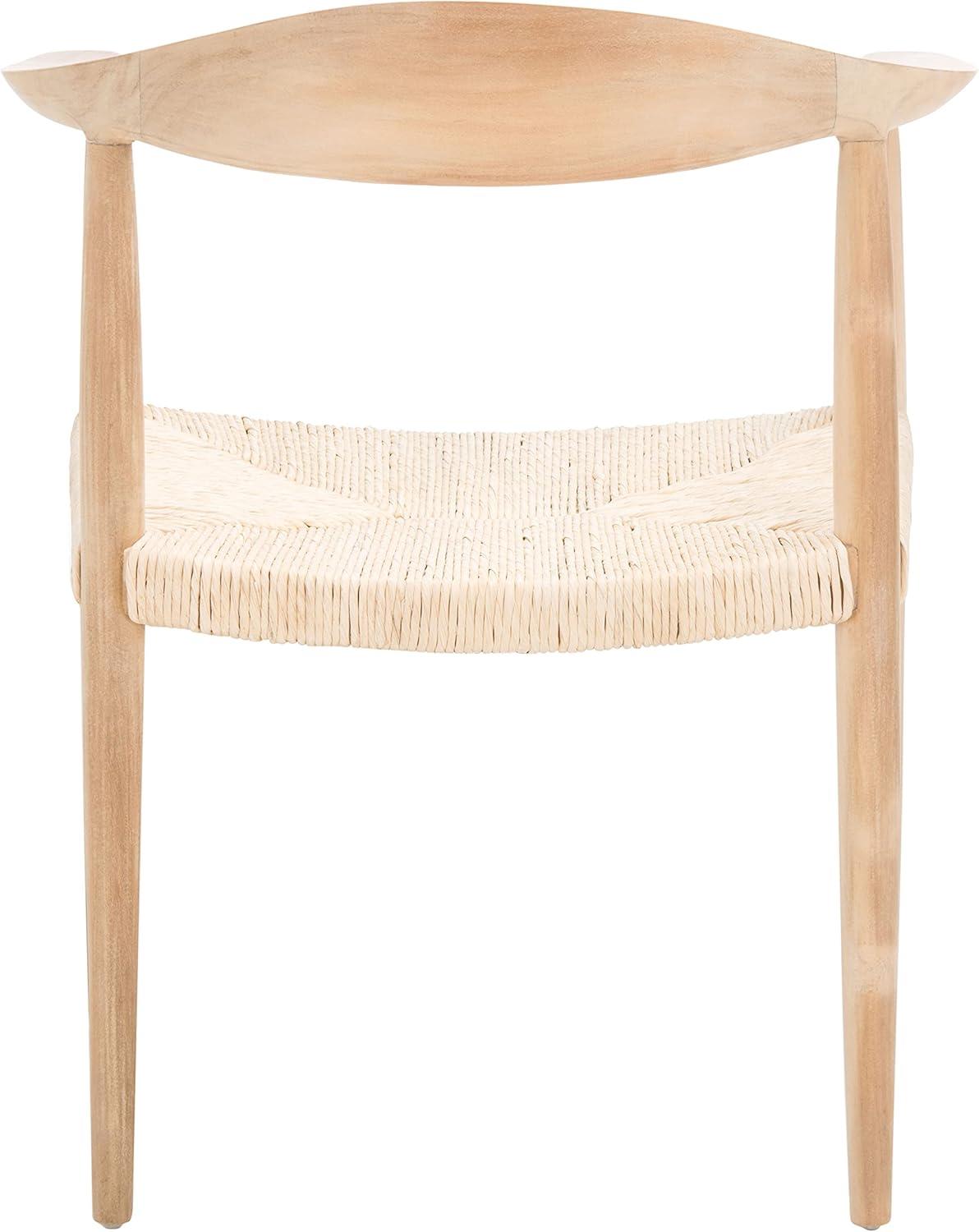 SAFAVIEH Volta Foc Twist Accent Chairs, Unfinished Natural Teak/Natural Foc Twist (24.8 in. W x 18.9 in. D x 30.7 in. H)