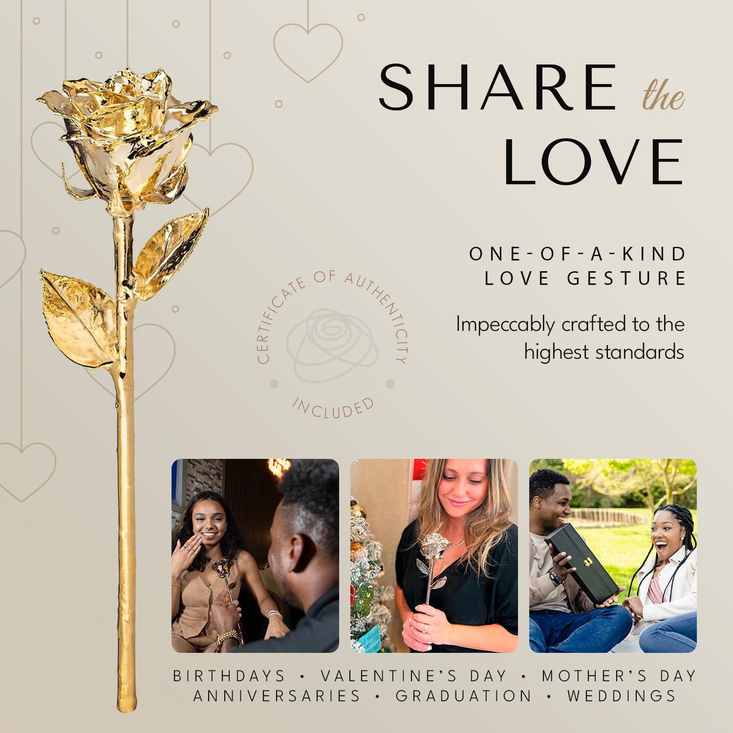 24K Gold Dipped Rose, Unique & Everlasting Real Hand Dipped in 24K Gold Rose, 11” to 12”