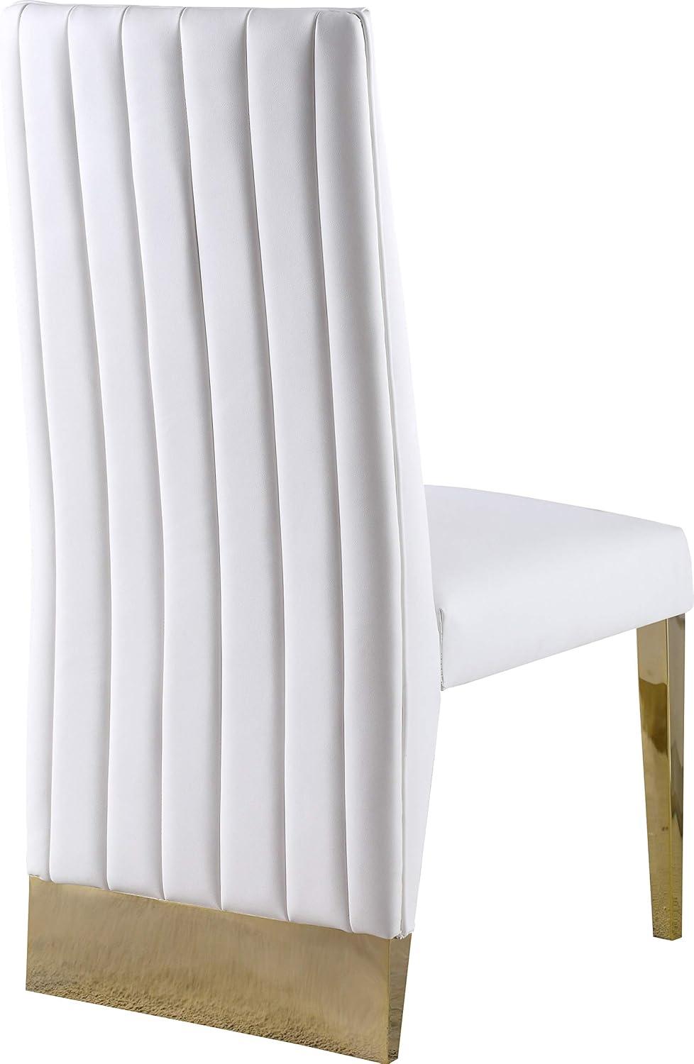 Elegant Porsha White Faux Leather & Gold Leg Dining Chairs (Set of 2)