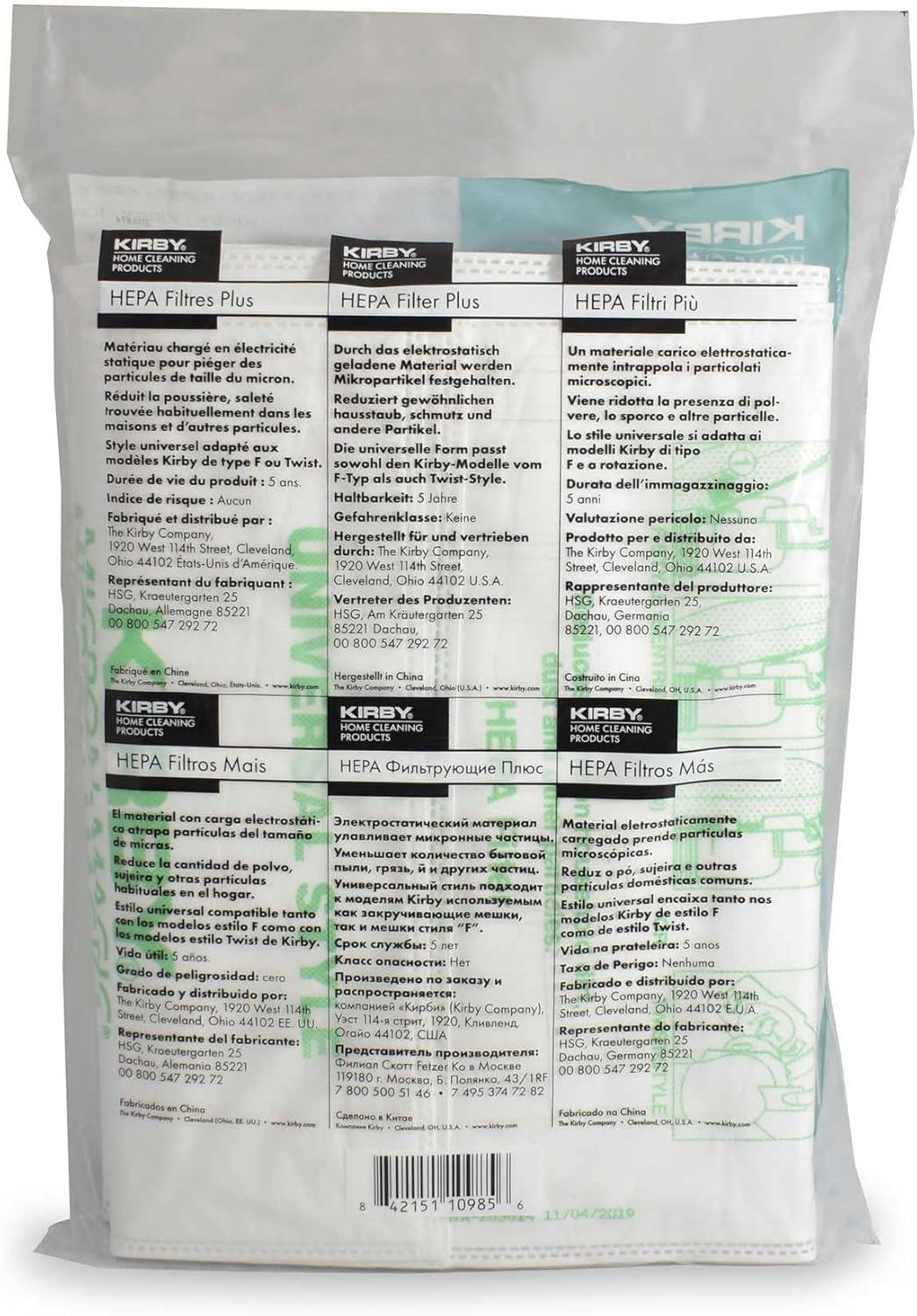 6 Genuine Kirby HEPA Filtration Universal Vacuum Bags Part Number 204814G