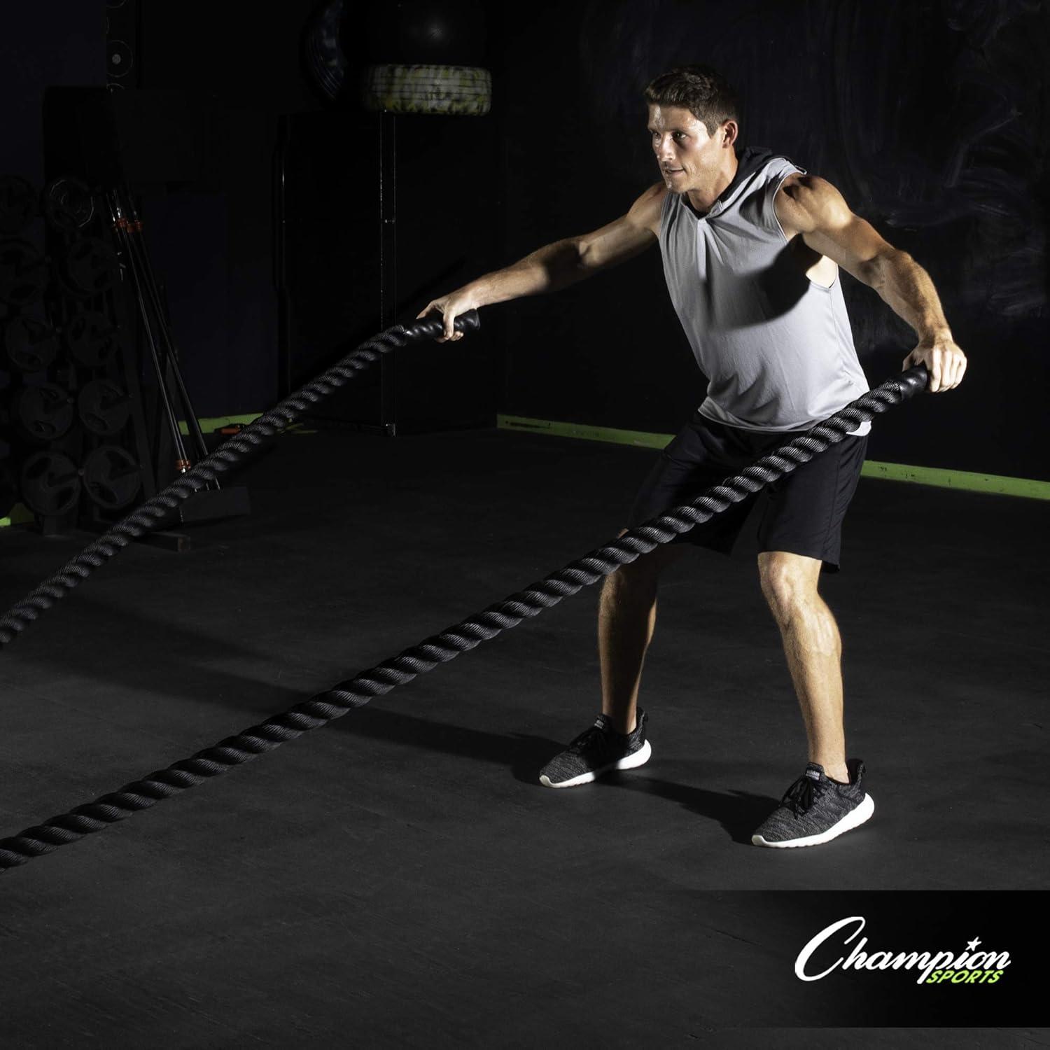 Black Heavy-Duty Polyester Training Battle Rope with PVC Handles