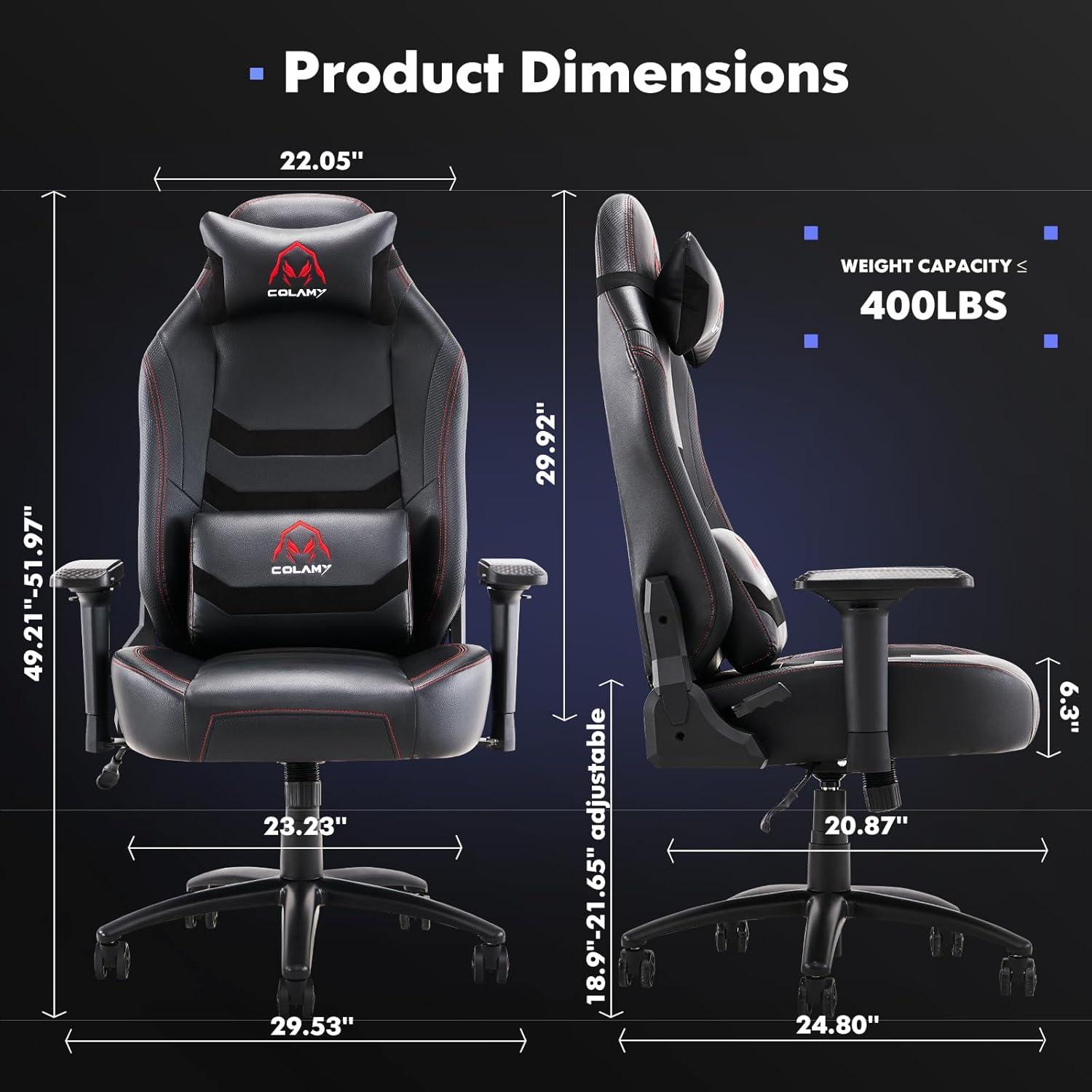 Black Ergonomic Leather Gaming Chair with Adjustable Armrests