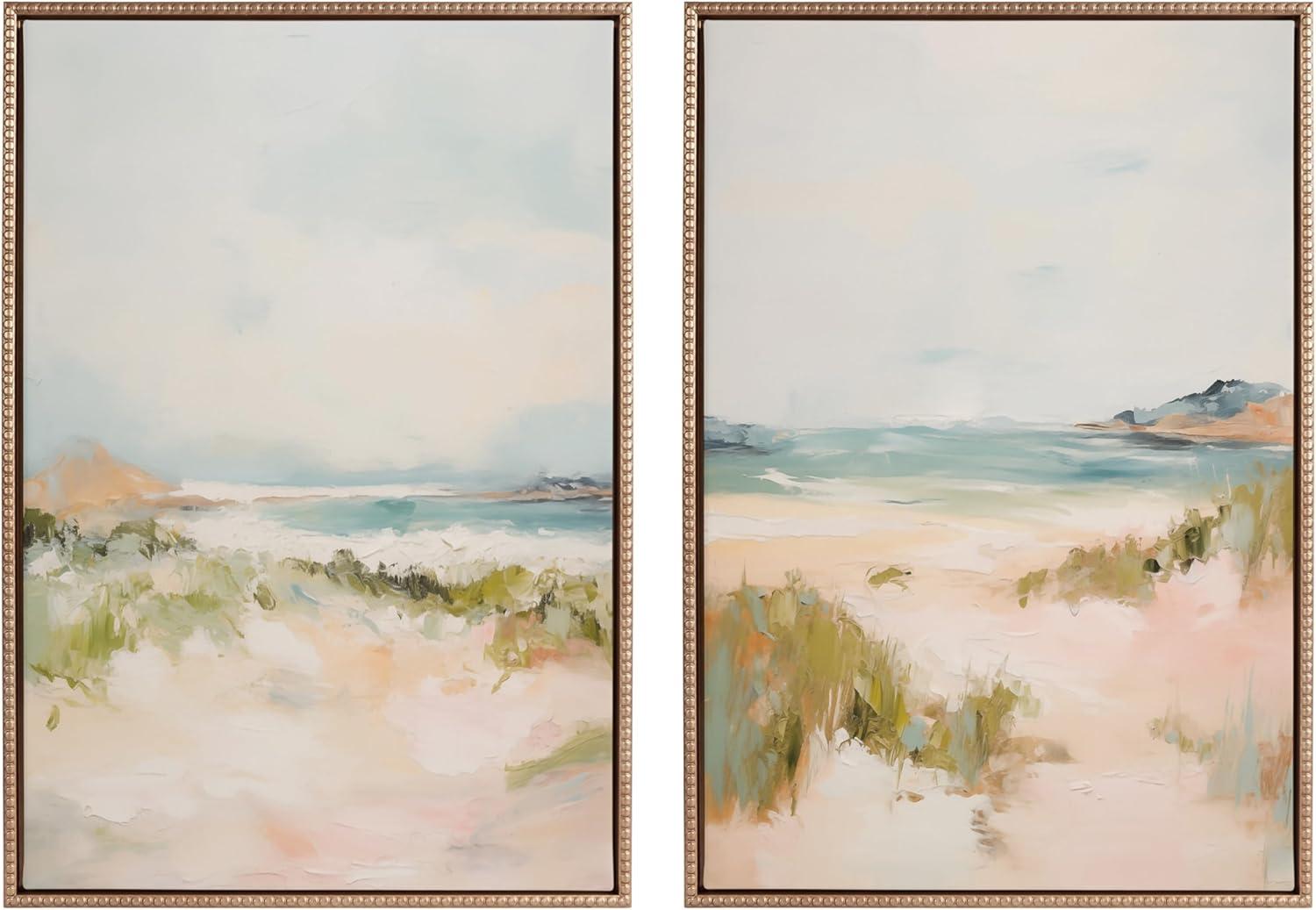 Kate & Laurel All Things Decor (Set of 2) 23"x33" Sylvie Beaded Tranquil III and V Framed Arts by Amy Lighthall Gold