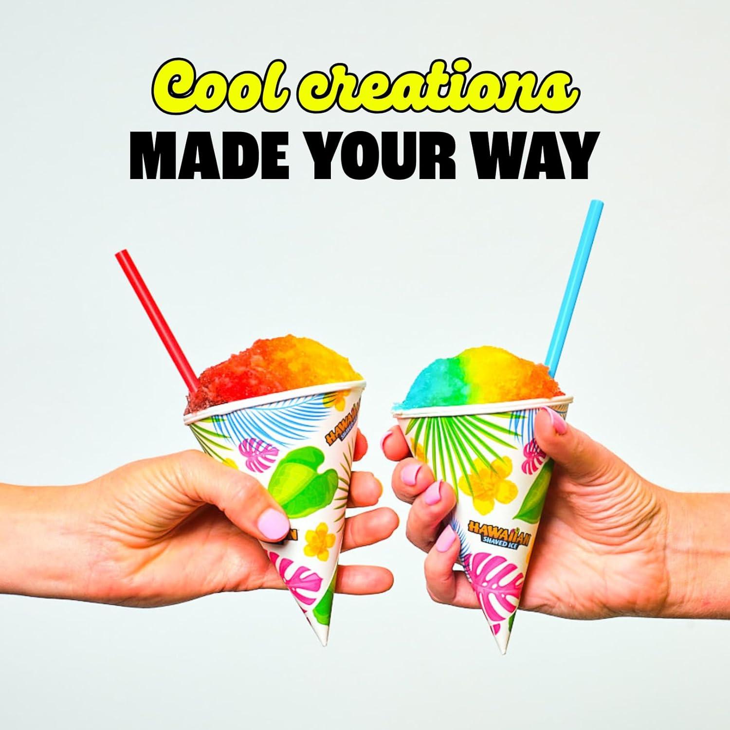 Hawaiian Shaved Ice Electric Home Snow Cone Maker Kit with 6 Flavors and Supplies