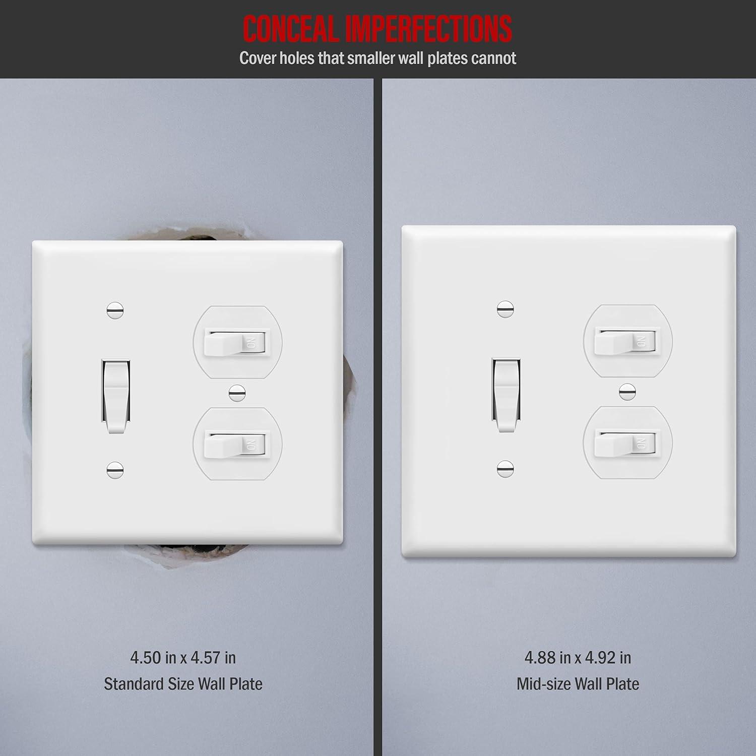 White Glossy Polycarbonate 2-Gang Toggle Switch Wall Plate