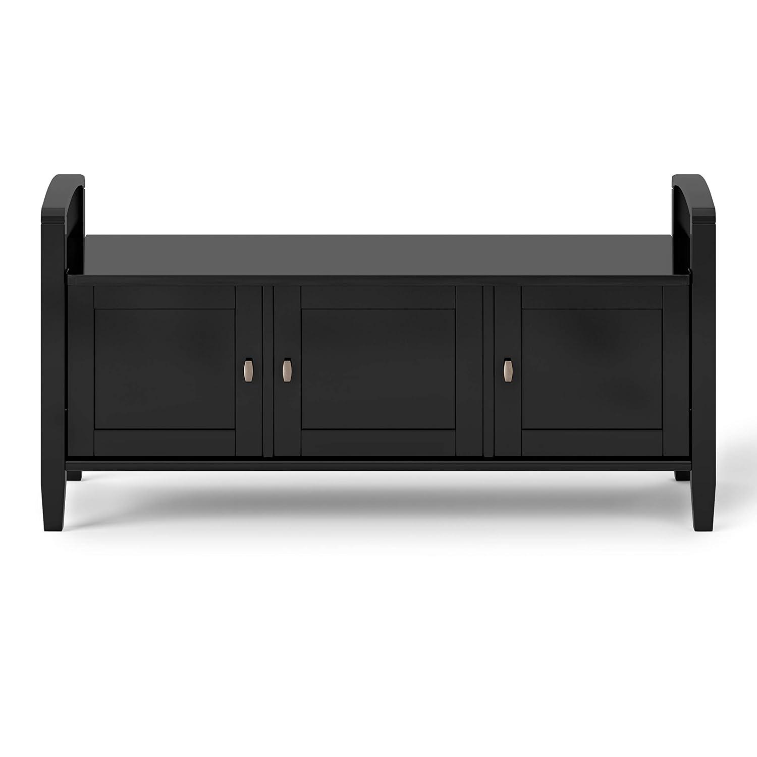 Rustic Natural Aged Brown Solid Wood Entryway Storage Bench