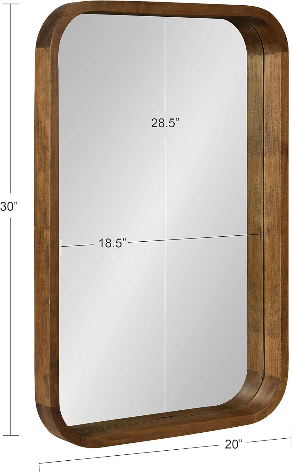 20" x 30" Hutton Wood Framed Rectangle Decorative Wall Mirror Rustic Brown - Kate & Laurel All Things Decor