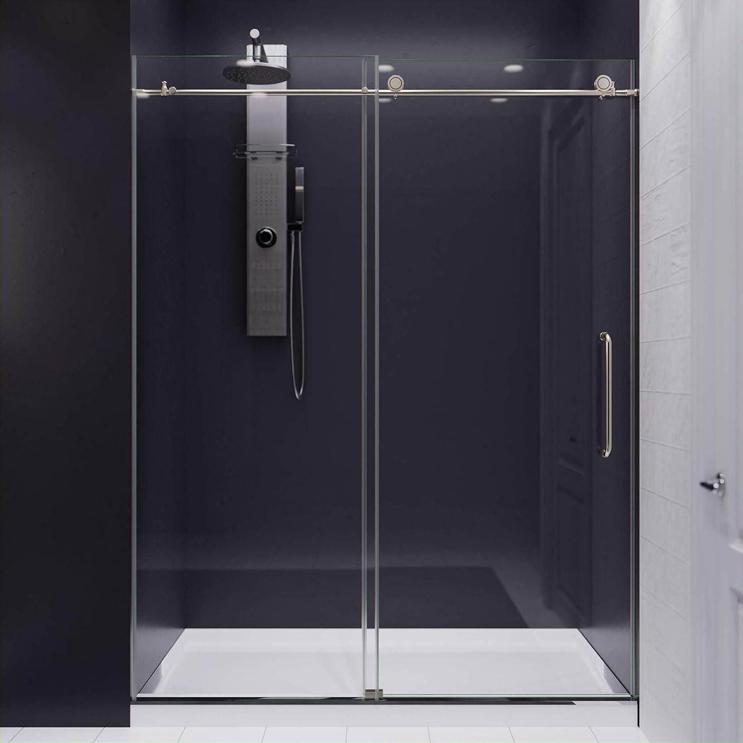 Madam Series 60" x 76" Brushed Nickel Frameless Sliding Shower Door