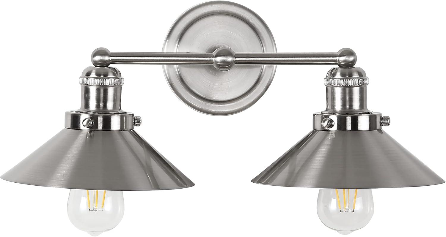 July 17.5 in. 2-Light Nickel Metal Vanity Light