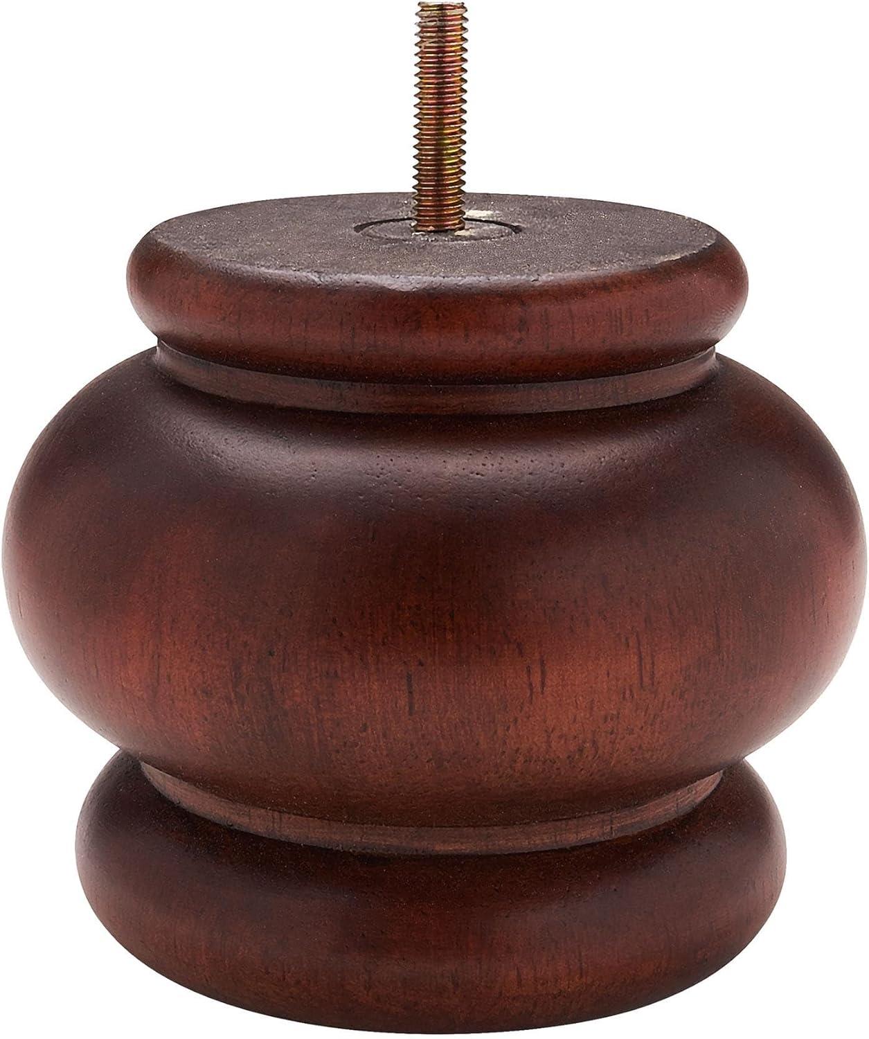 4 in x 4-7/8 Solid Hardwood Round Bun Foot