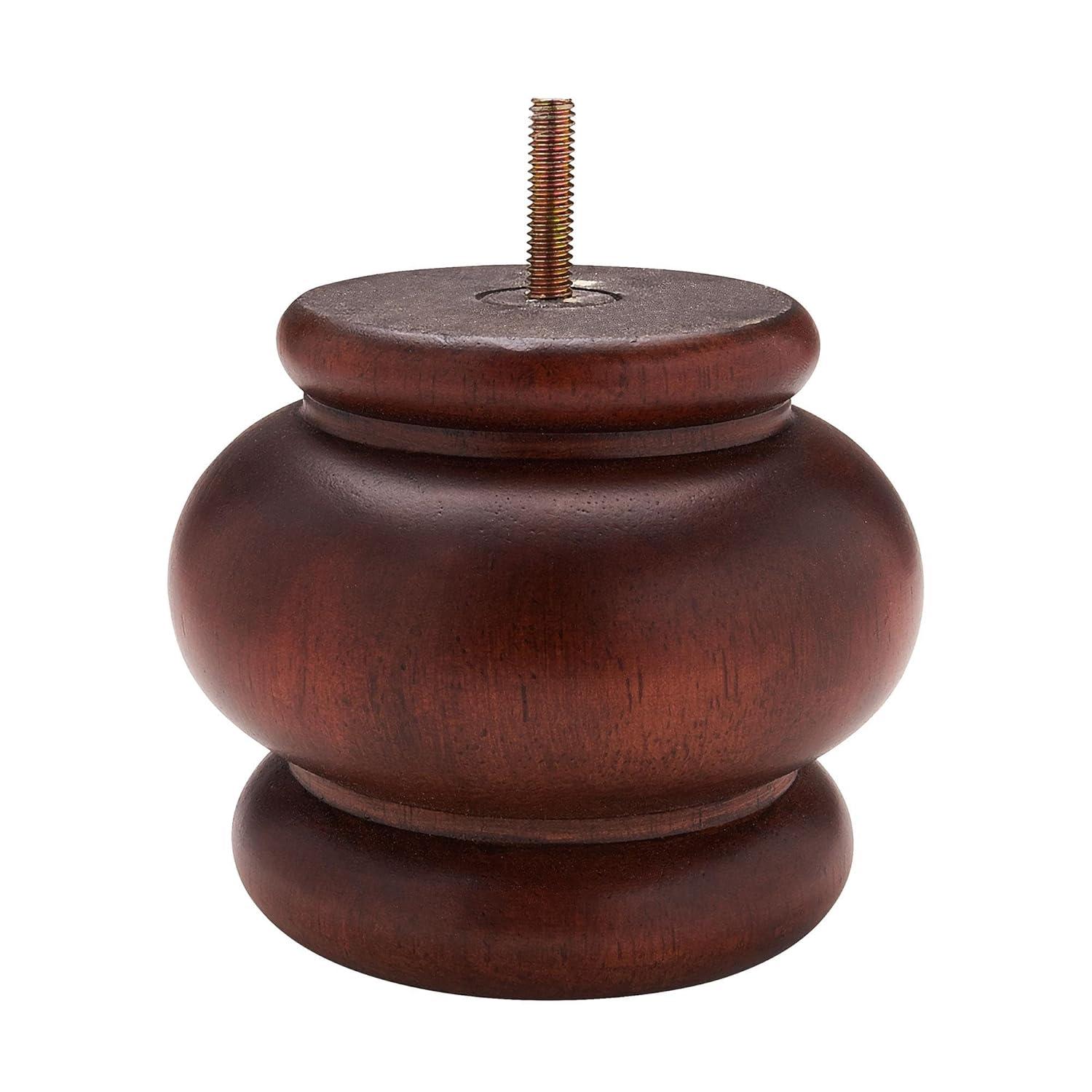 Architectural Products by Outwater L.L.C. 4 in x 4-7/8 in Stained Solid Hardwood Round Bun Foot (Set of 4)