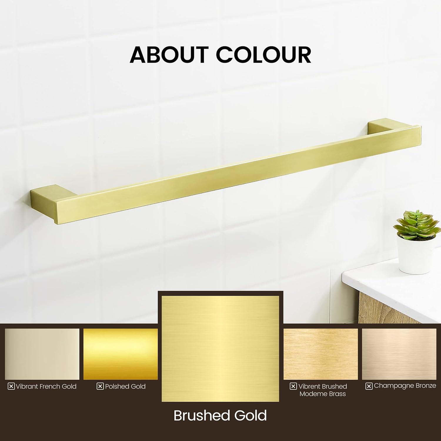 Brushed Gold 24-Inch Stainless Steel Wall Mounted Towel Bar