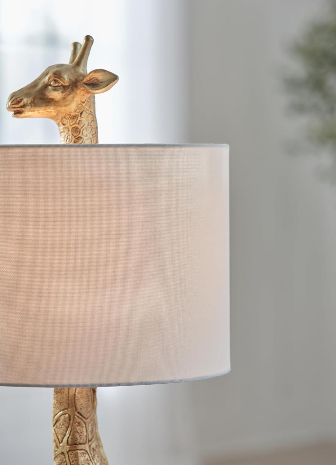 Gold and White Polyresin Giraffe Table Lamp