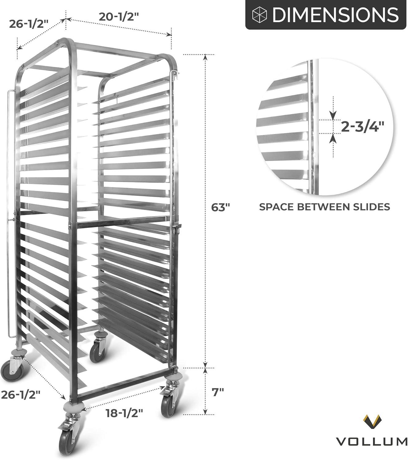 Stainless Steel 20-Tray Front-Load Bakery Rack with Casters