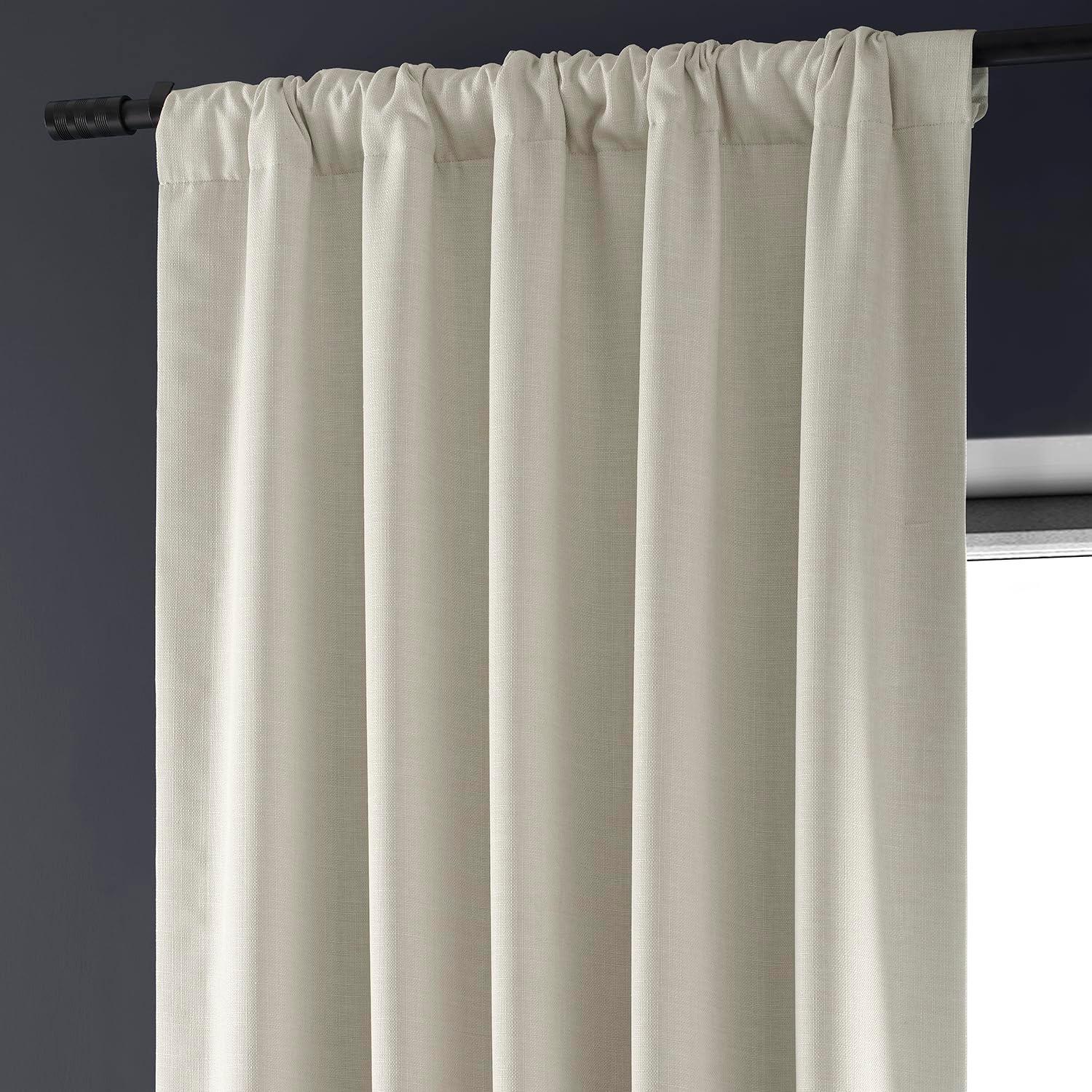 Signature Caravan Beige Faux Linen Blackout Curtain (1 Panel), Caravan Beige, 50W X 96L