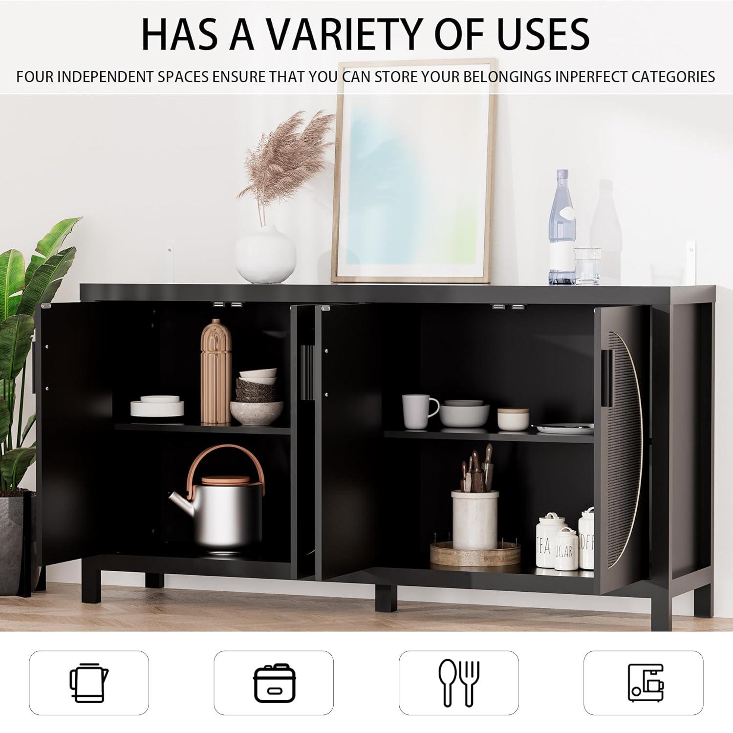 Bay Isle Home™ Buffet Sideboard Cabinets With Storage And Rattan Door