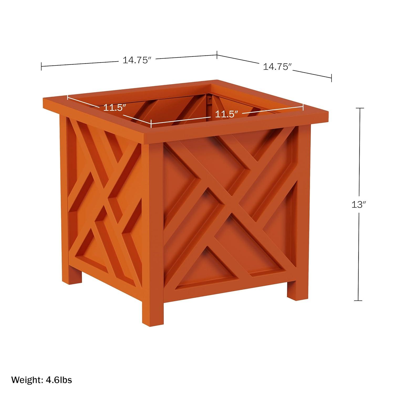 Terracotta Square Lattice Outdoor Planter Boxes Set of 2