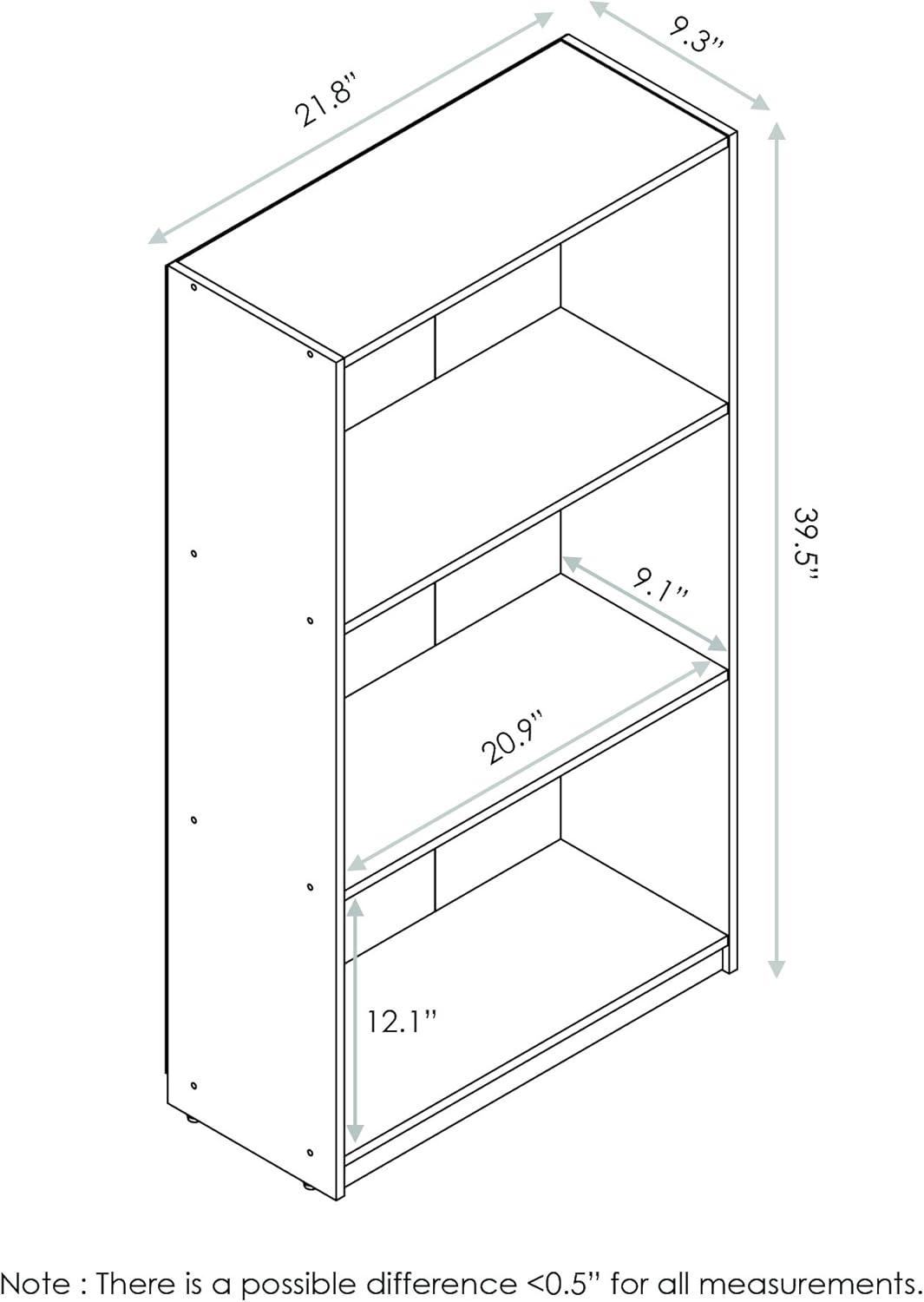 Basic 3-Tier Bookcase Storage Shelves, Sonoma Oak
